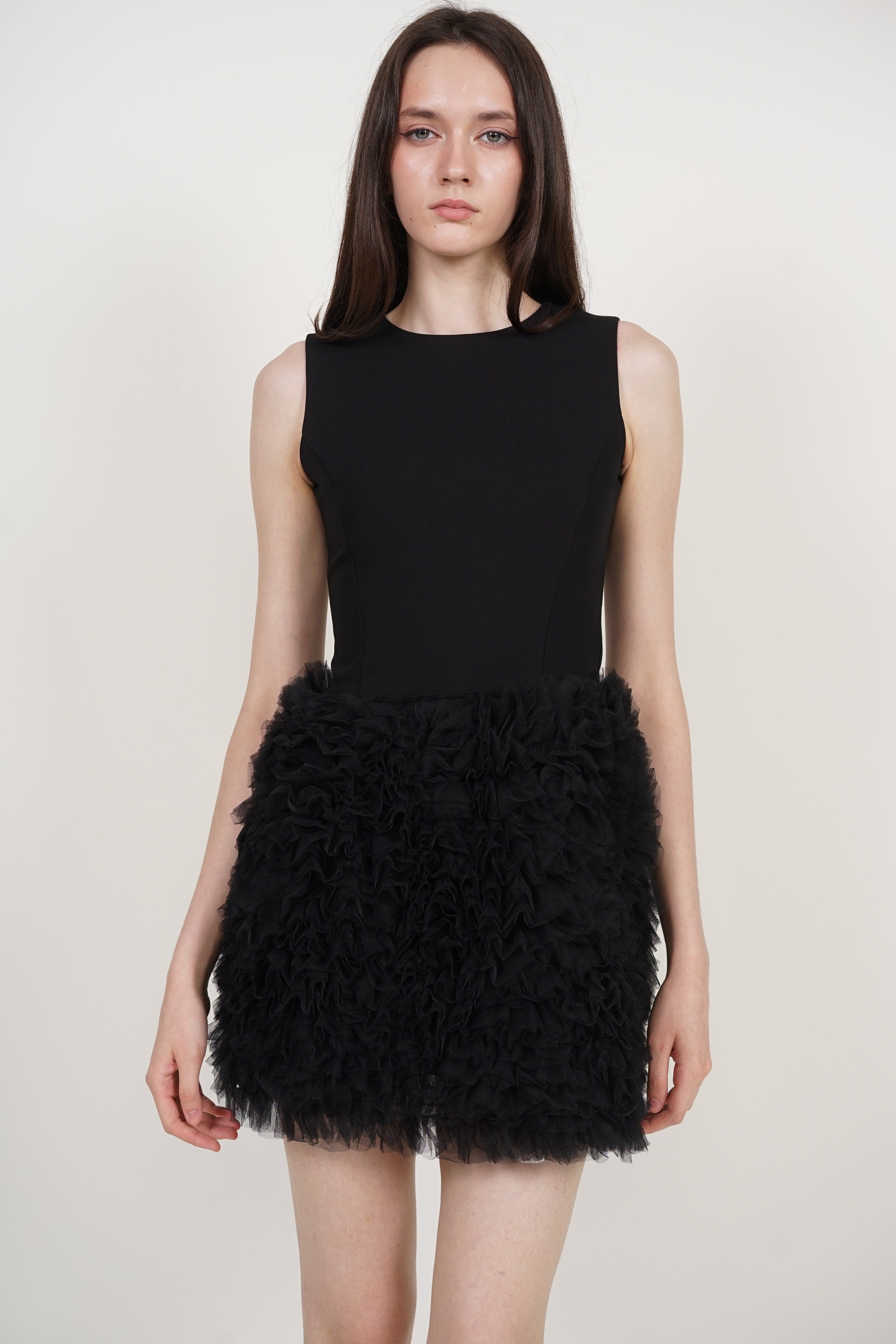 A-Line Mesh Tutu Dress in Black
