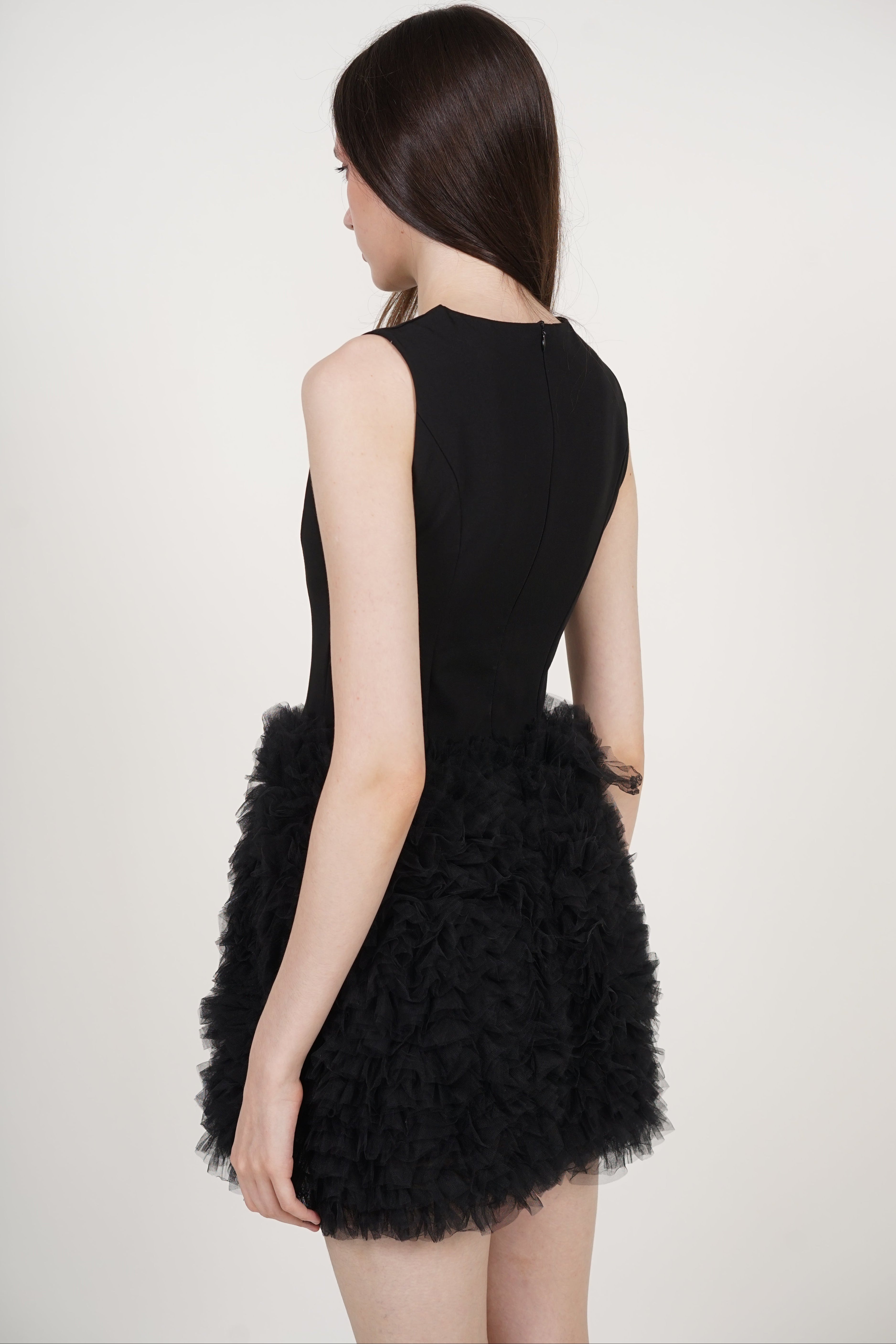 A-Line Mesh Tutu Dress in Black