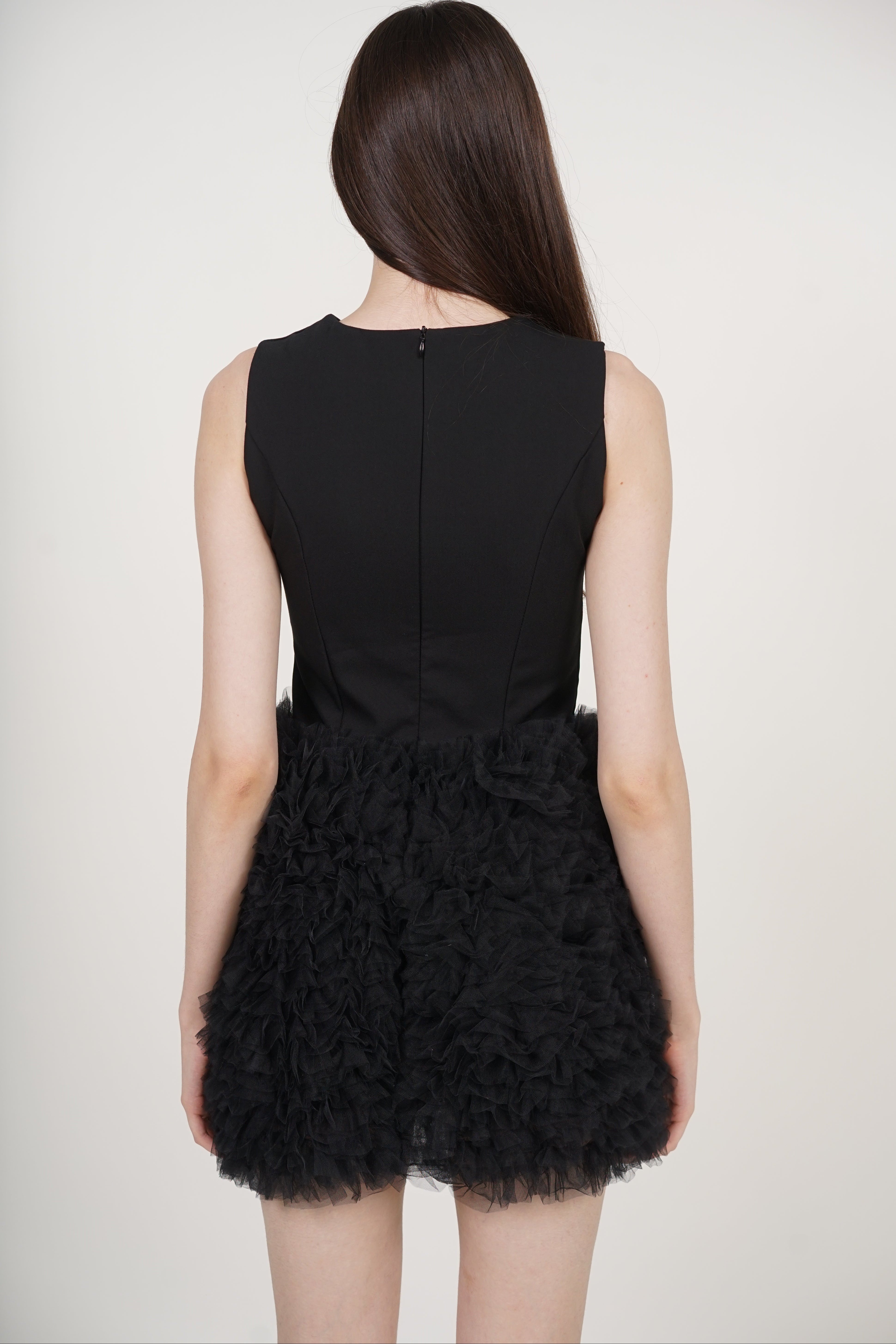 A-Line Mesh Tutu Dress in Black