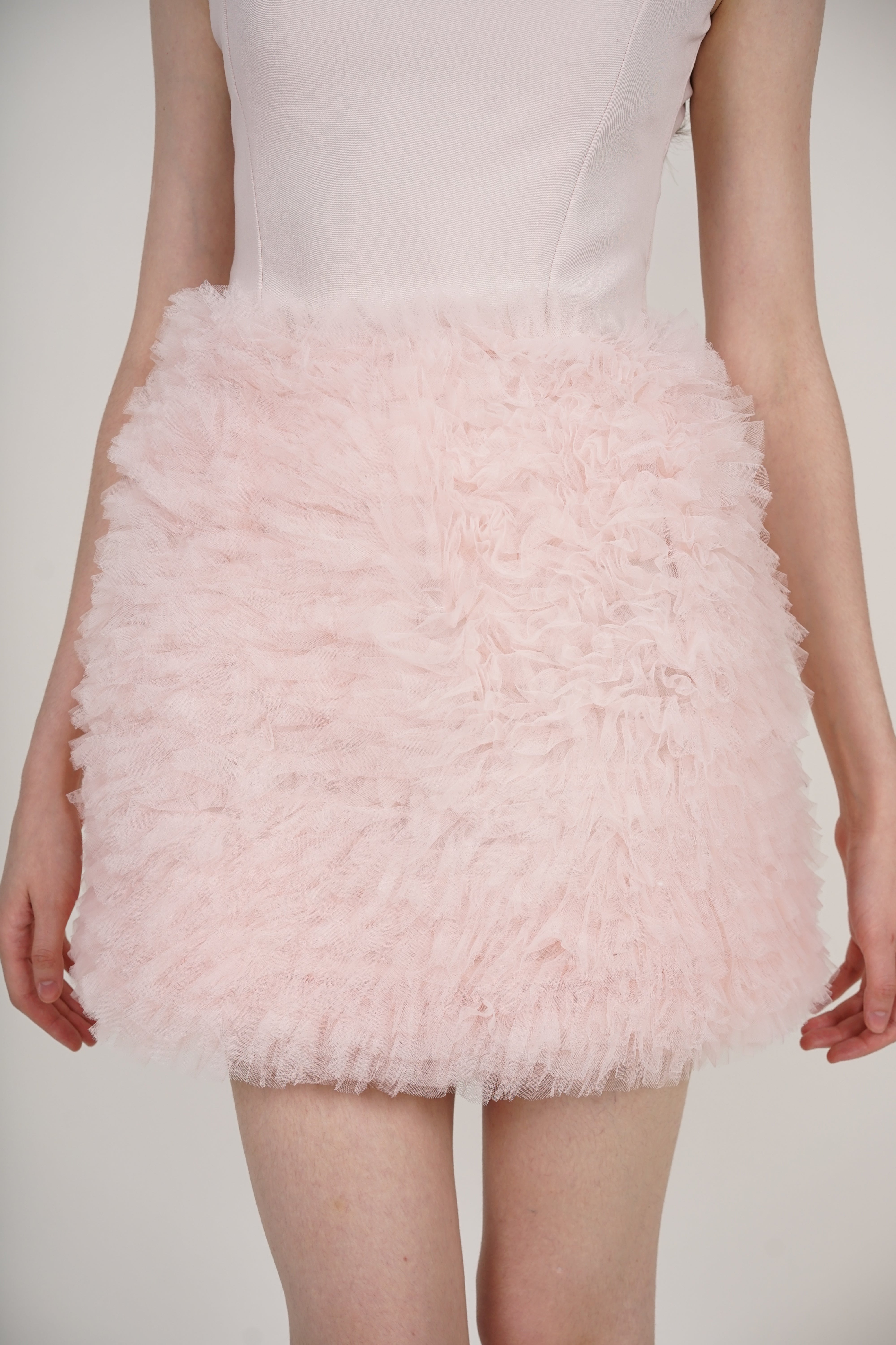 A-Line Mesh Tutu Dress in Pink Boat