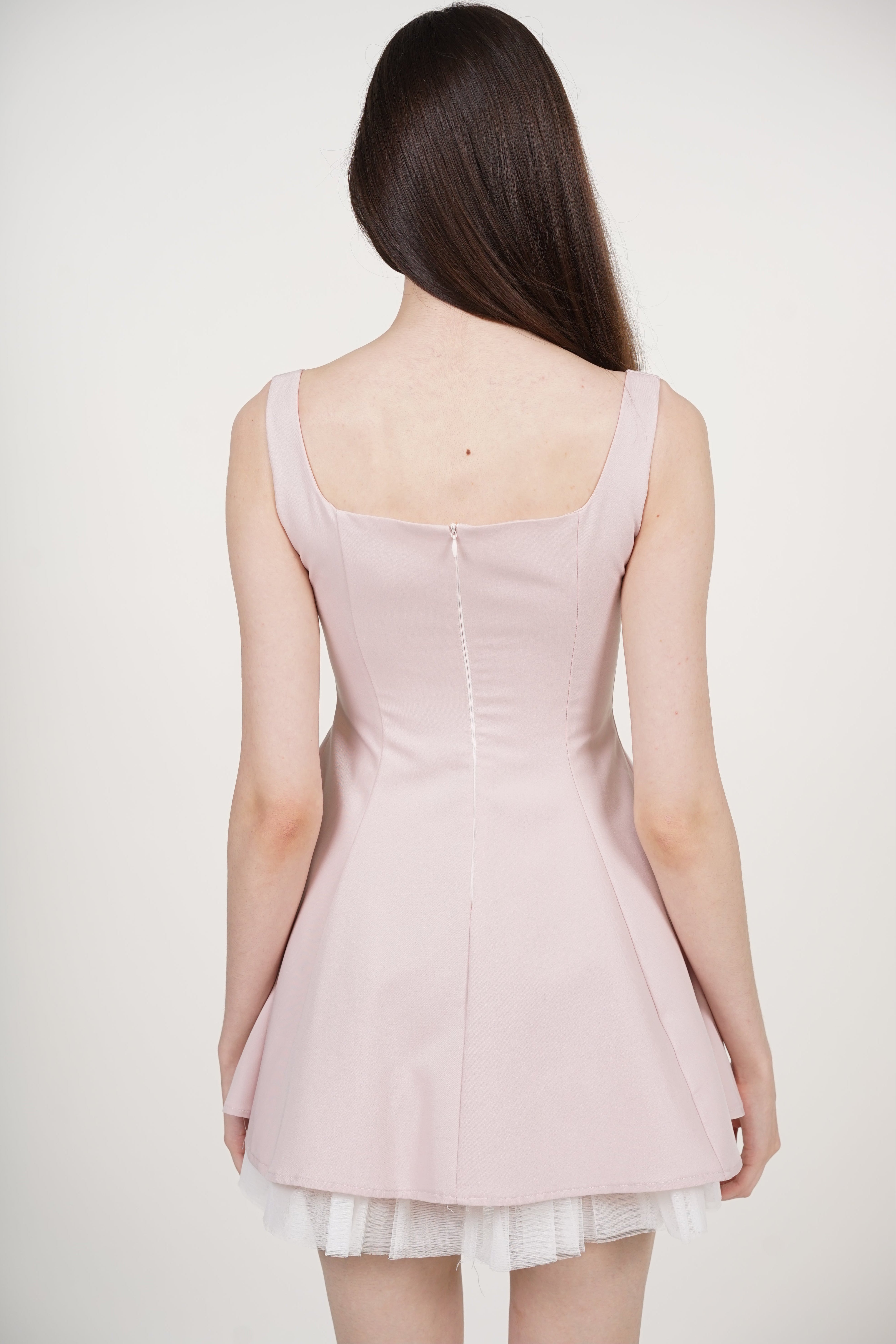 Sleeveless Contrast Mini Dress in Pink