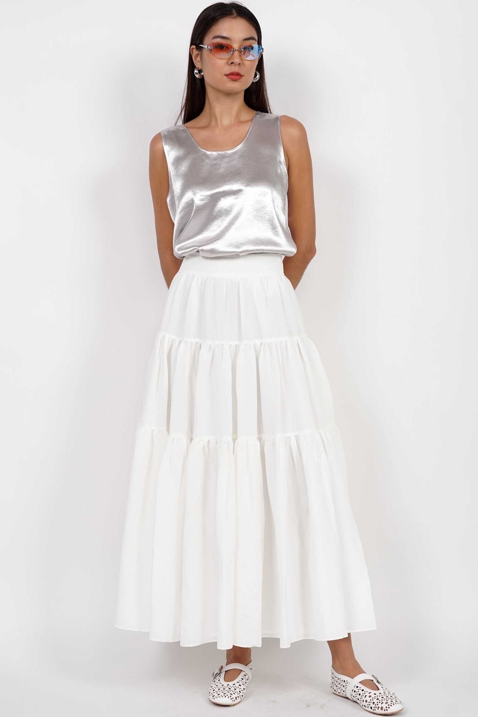 Cloud Maxi Skirt in Cotton White