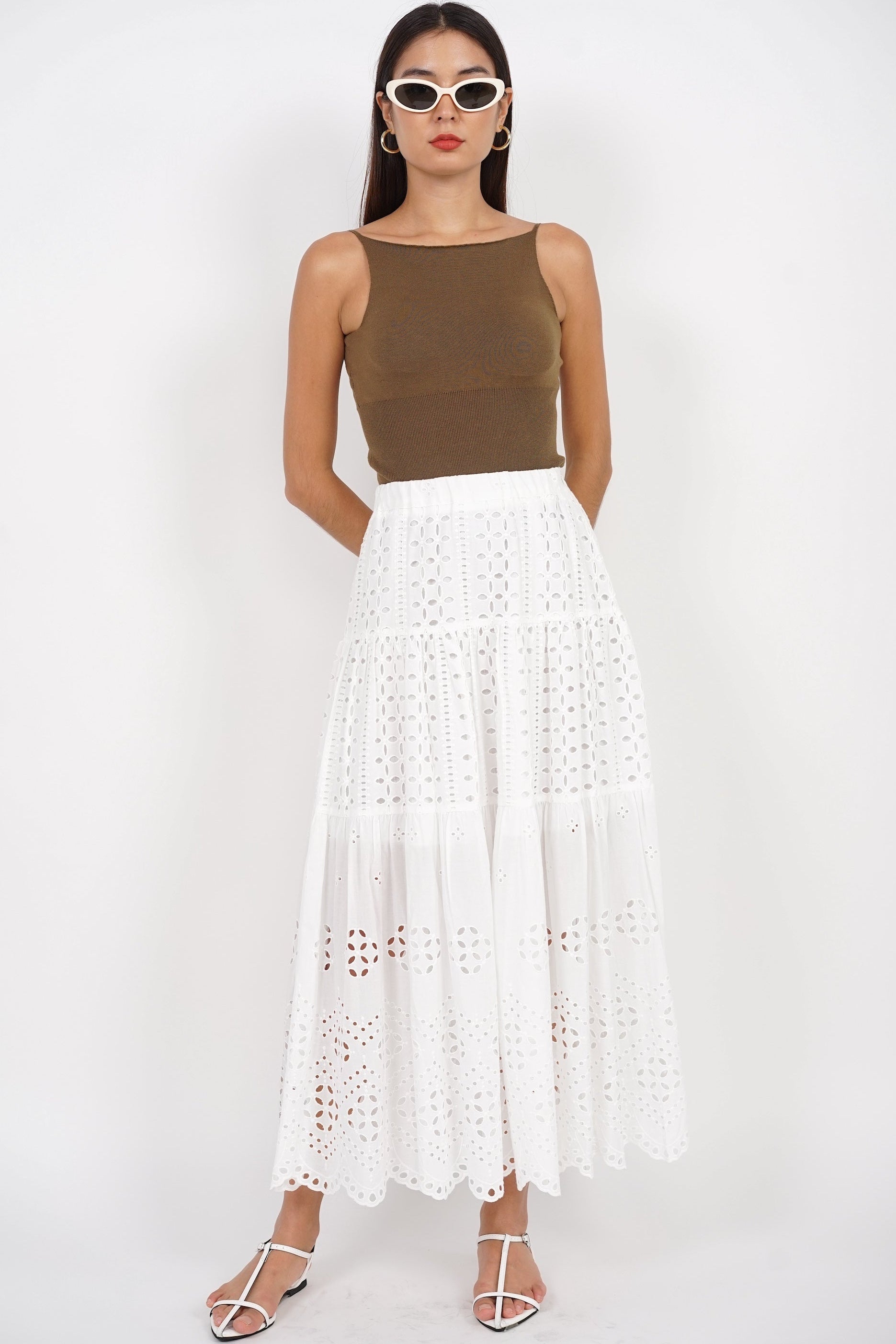 Padded Halter Neck Knit Top in Olive