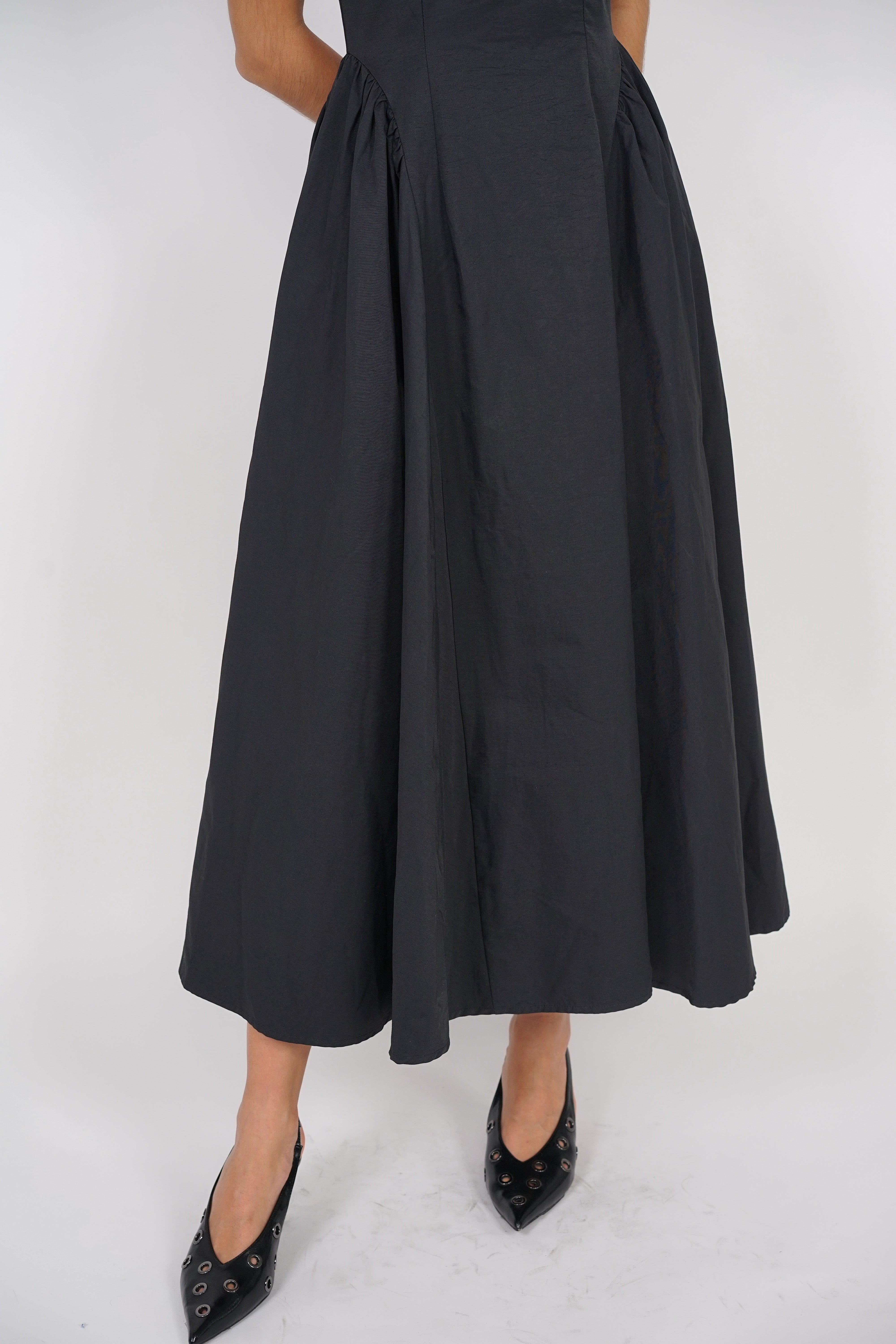 Bustier Gathered Dress in Black