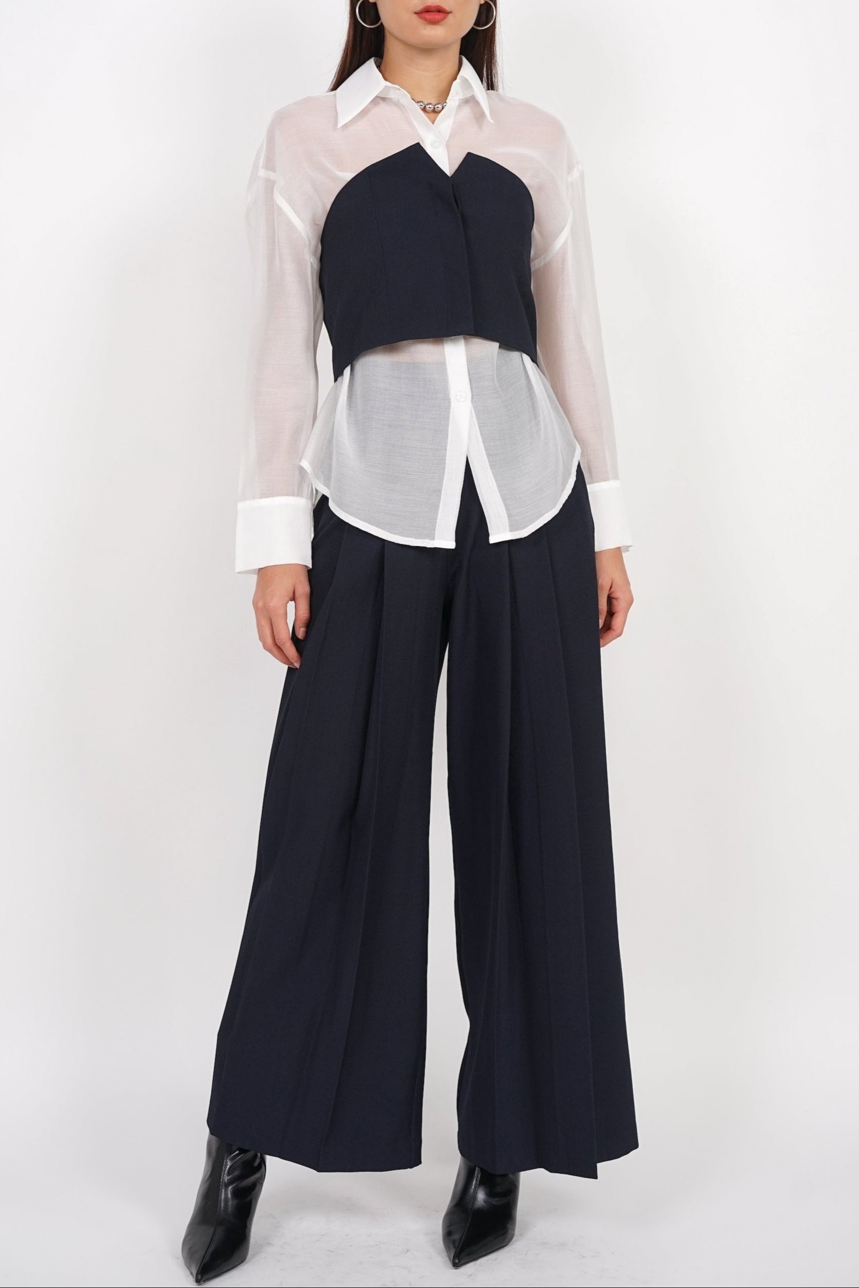 V-Cut Tube Top in Midnight