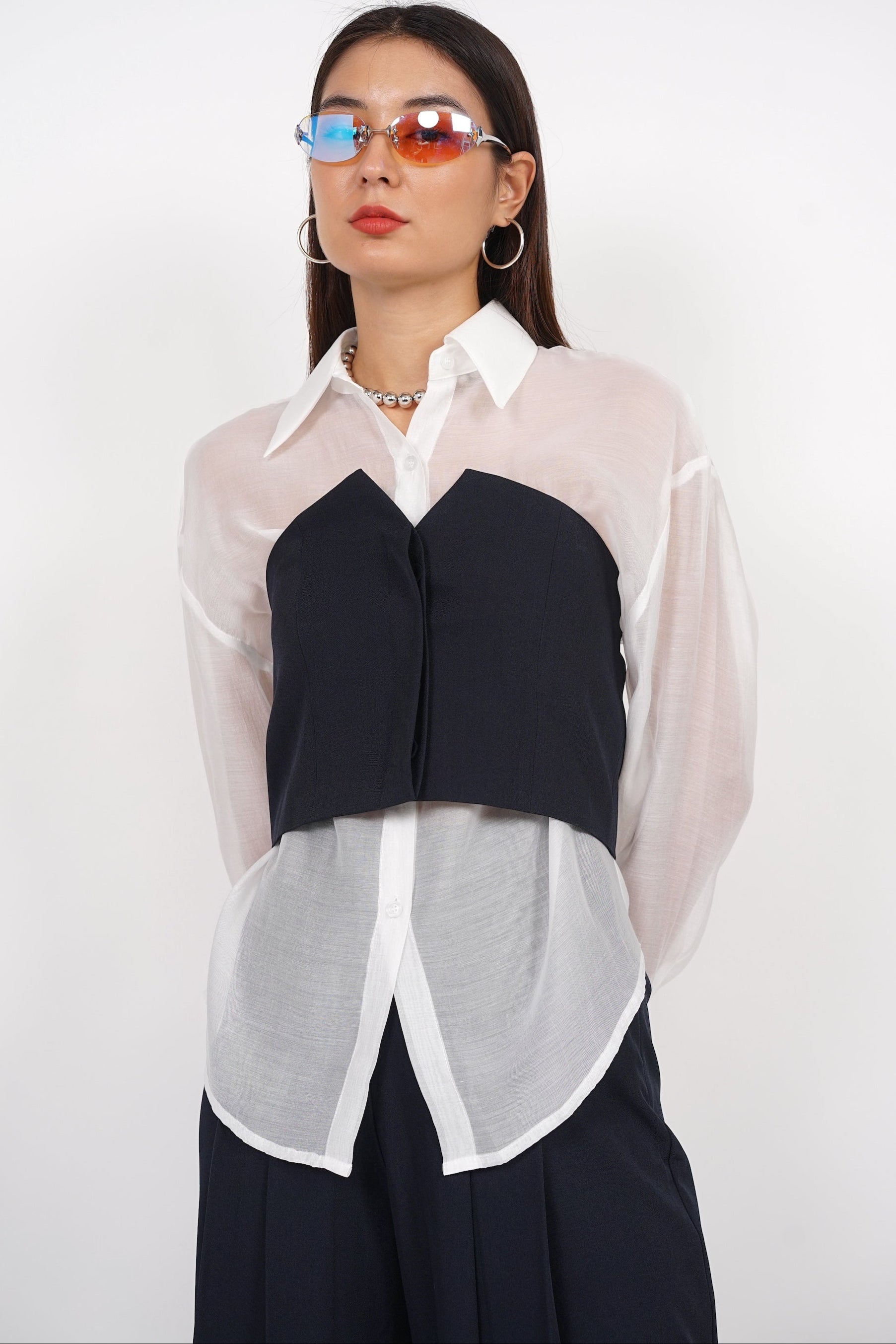 V-Cut Tube Top in Midnight