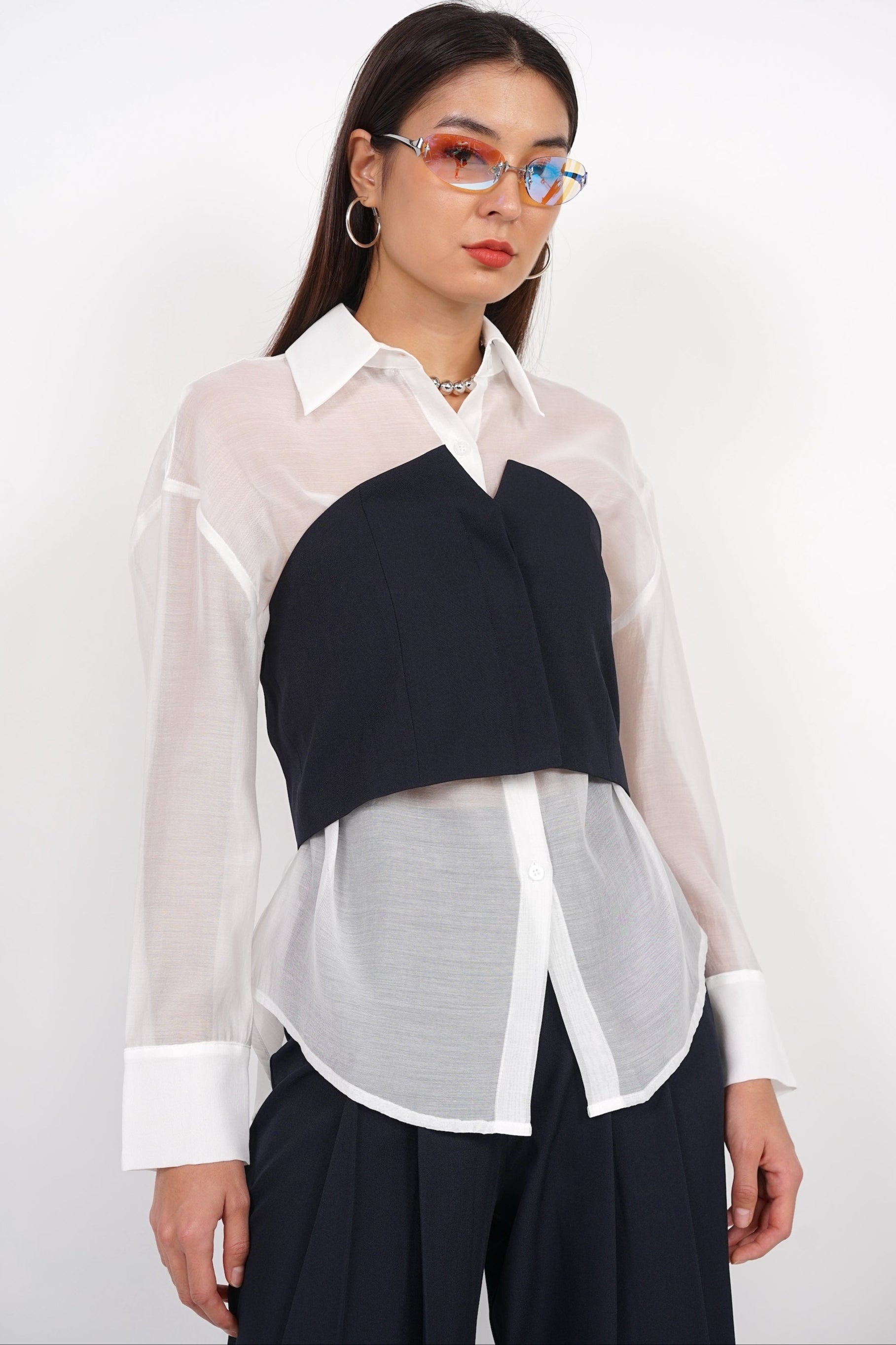 V-Cut Tube Top in Midnight