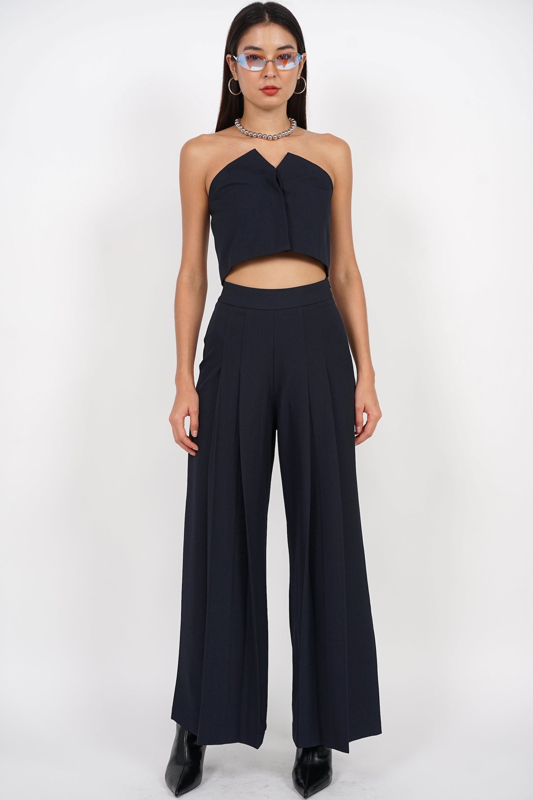 V-Cut Tube Top in Midnight