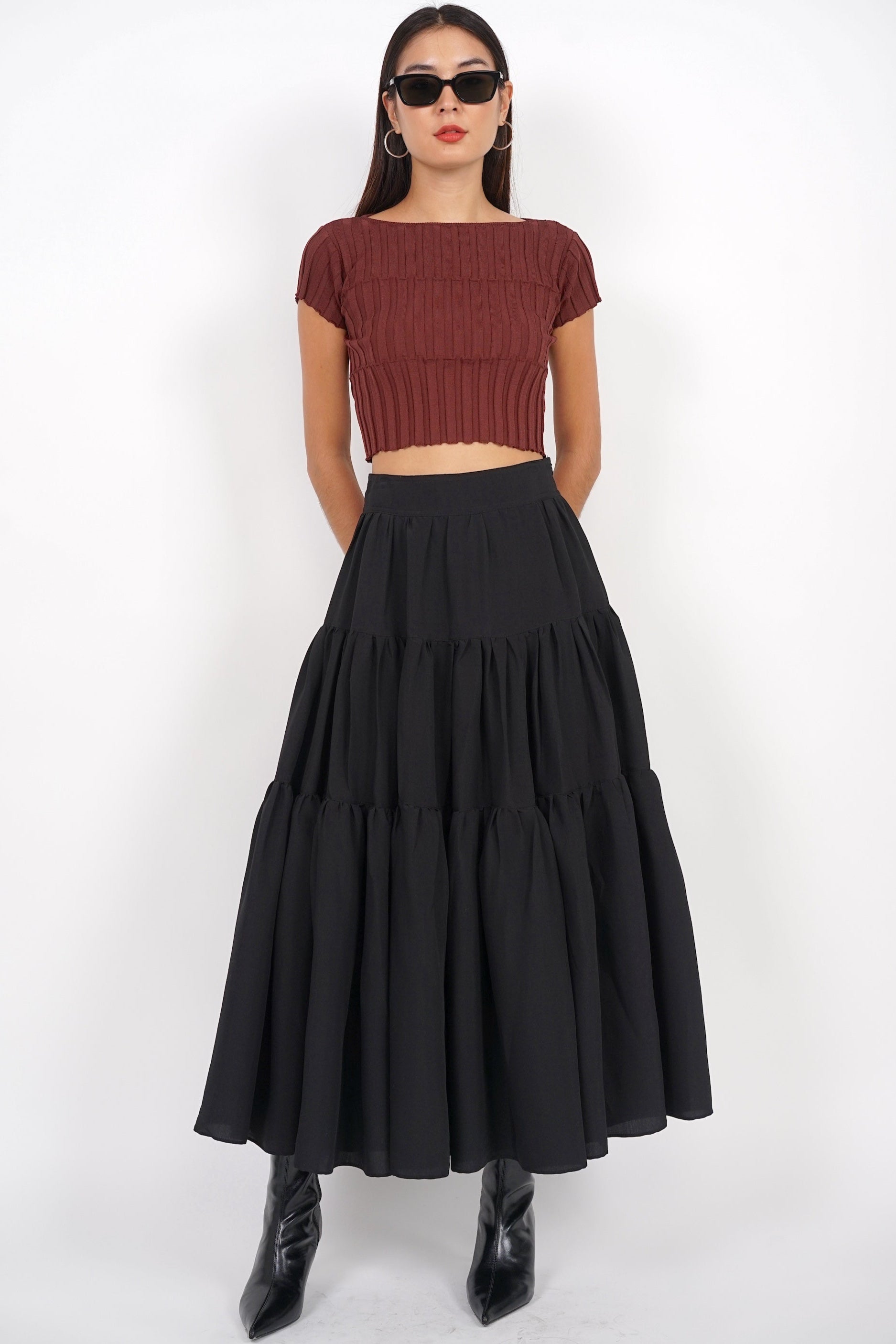 Textured Knitted Top in Brick