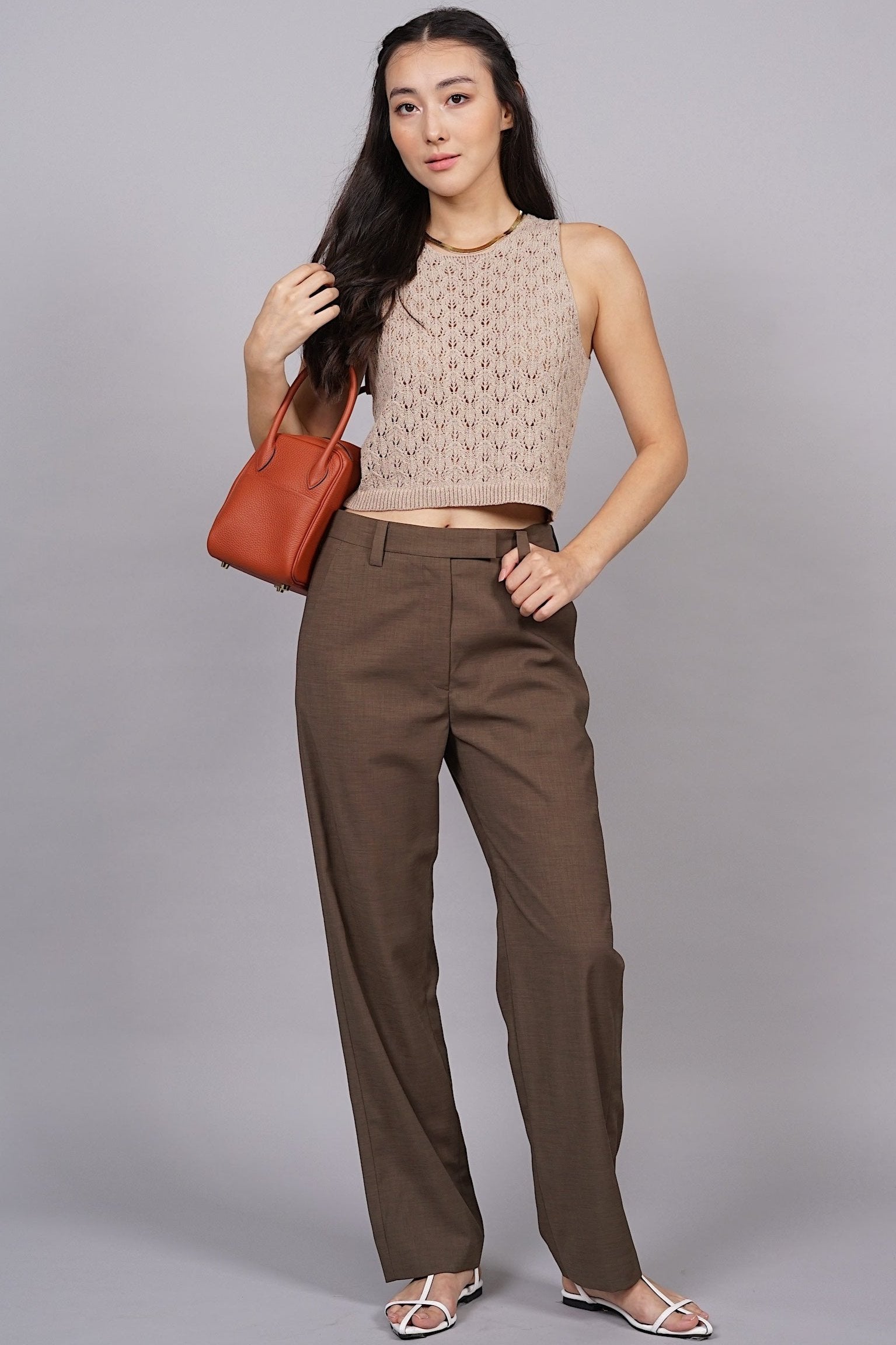 Macrame Knit Tank Top in Desert Sand