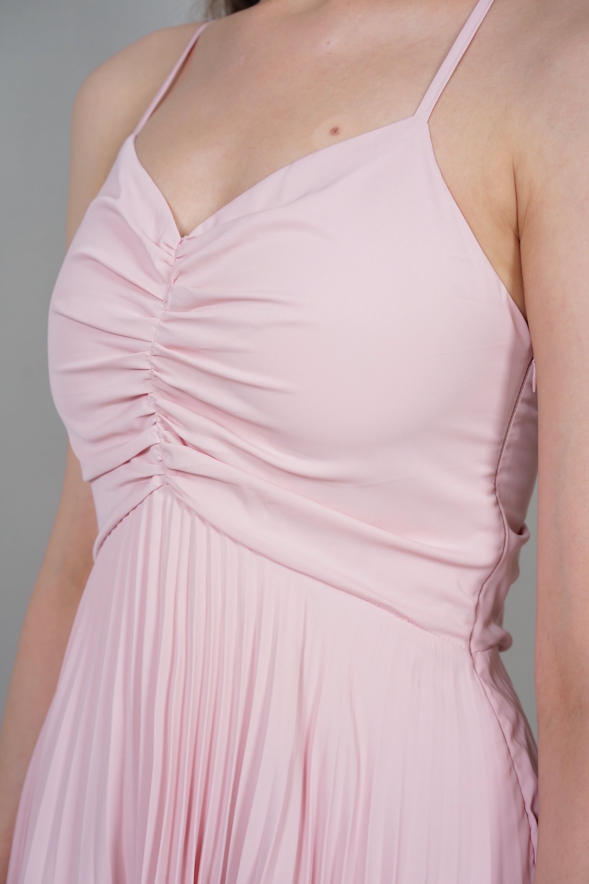 Tessa Pleated Dress in Powder Pink