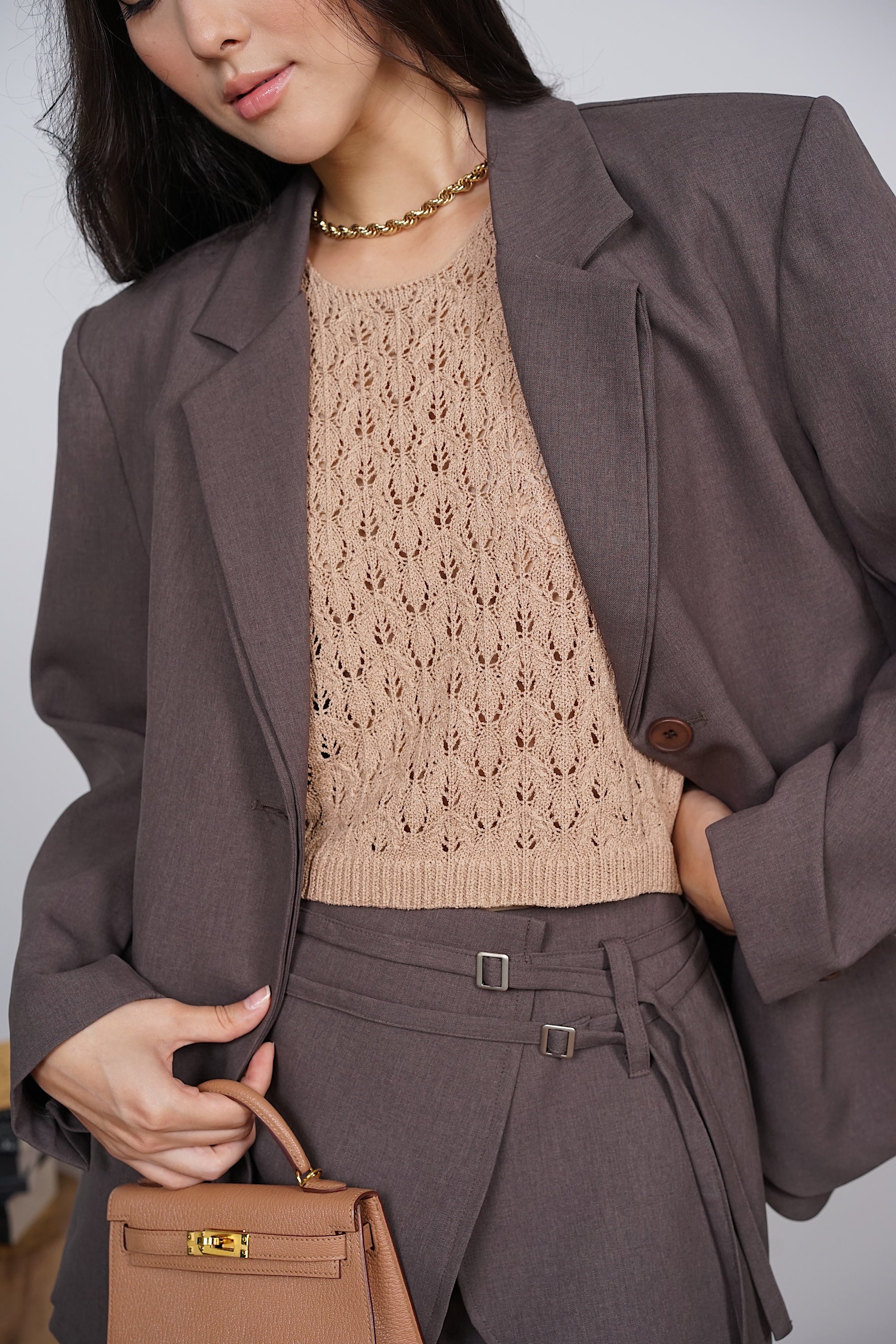 Dual Lapel Blazer in Forest Green