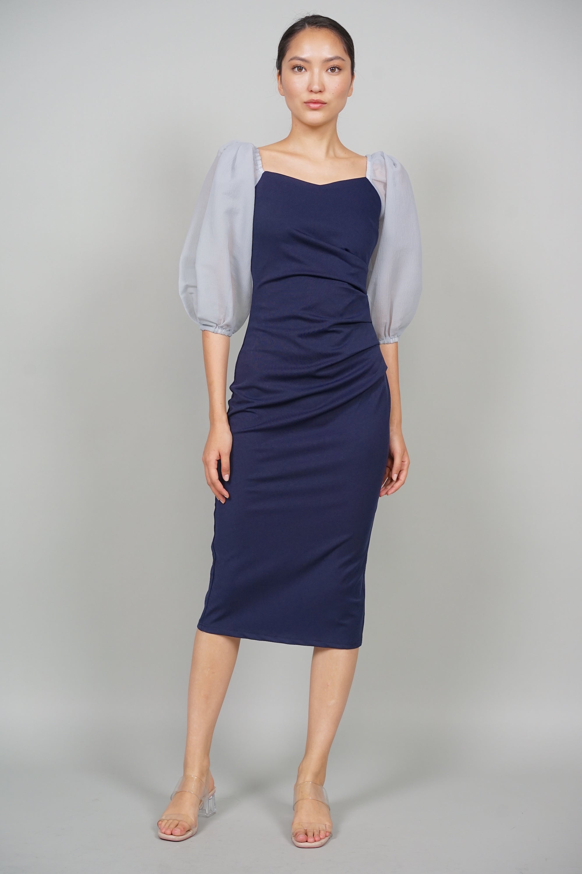 Trinity Contrast Midi Dress in Midnight
