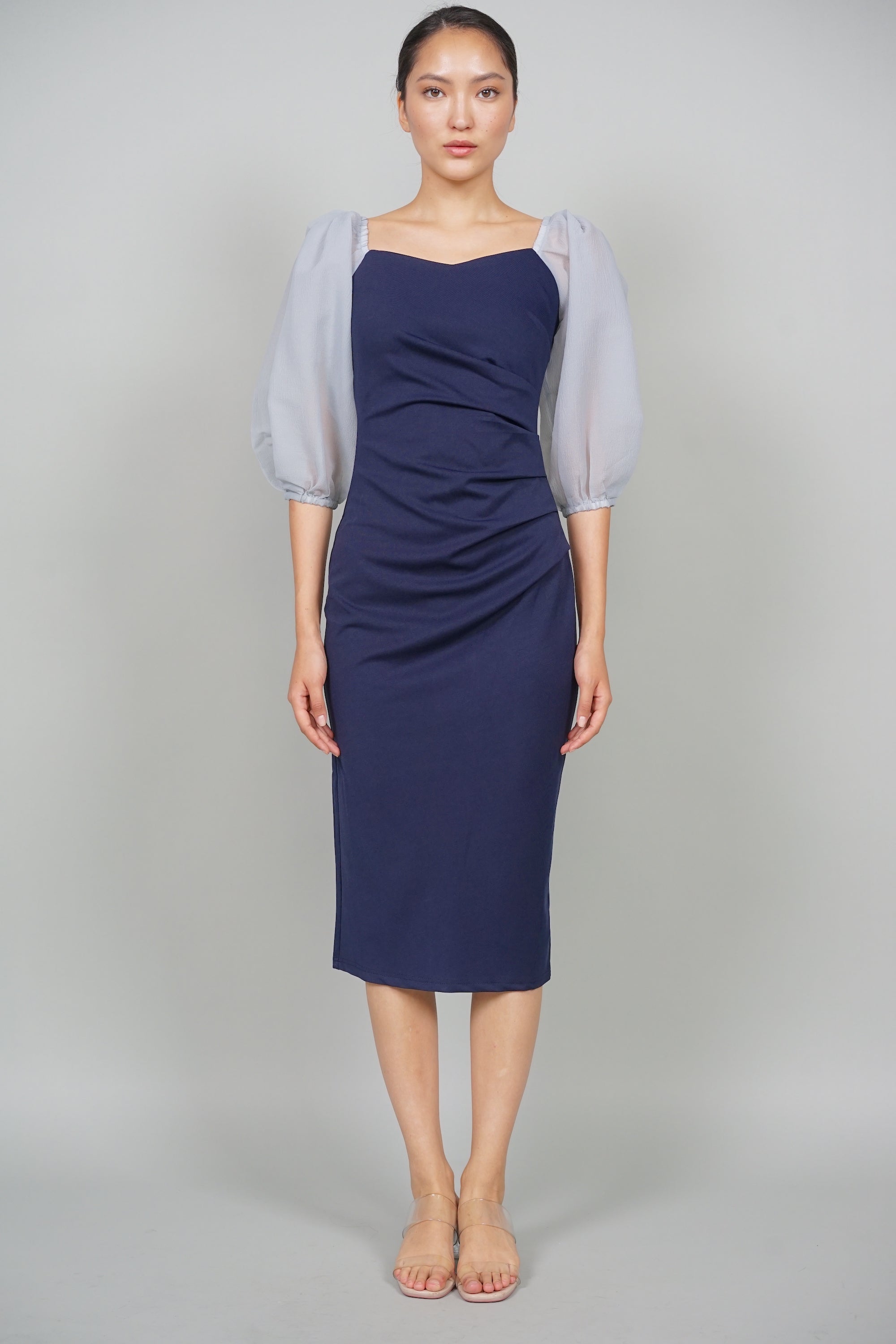 Trinity Contrast Midi Dress in Midnight
