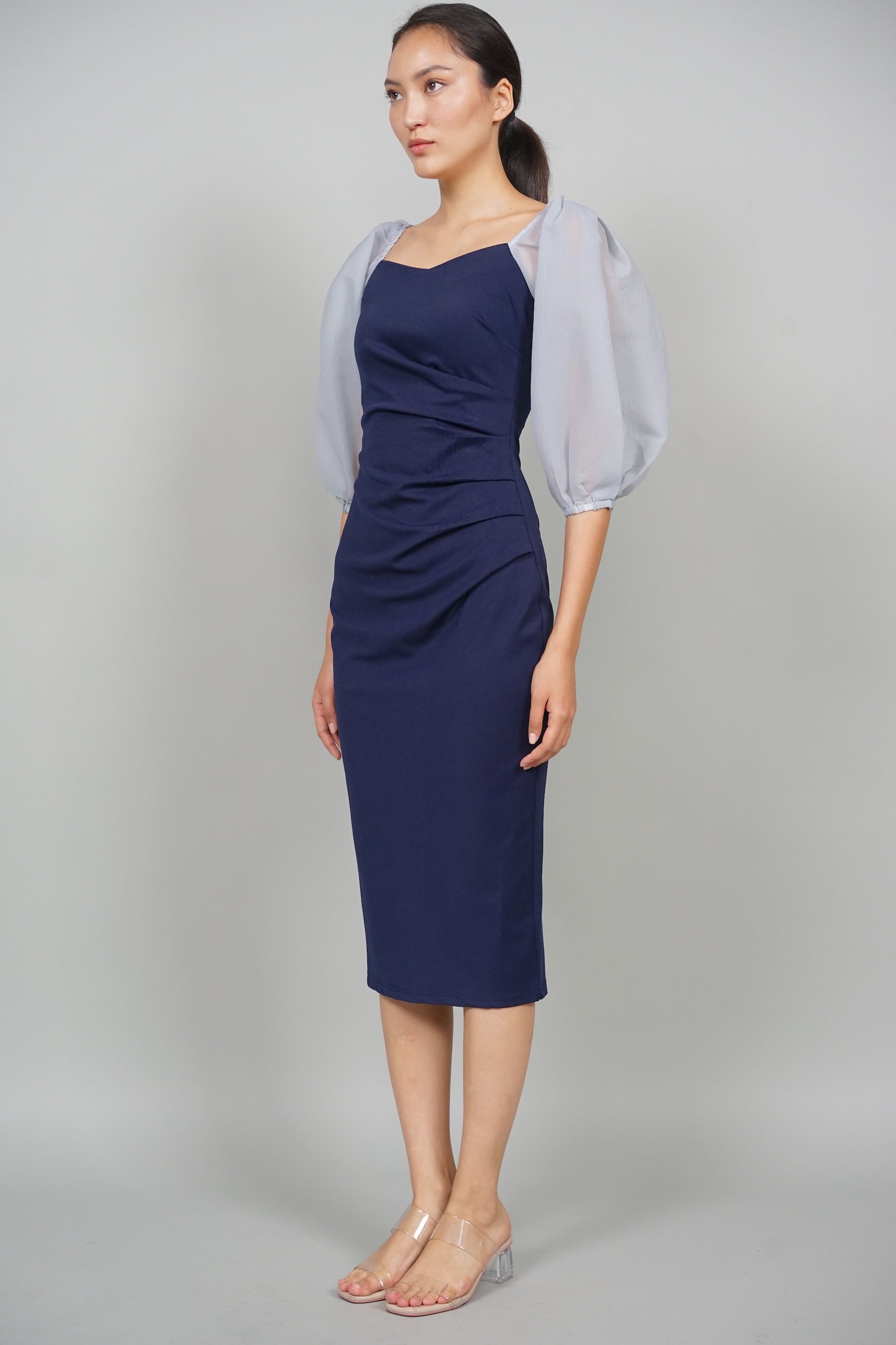 Trinity Contrast Midi Dress in Midnight