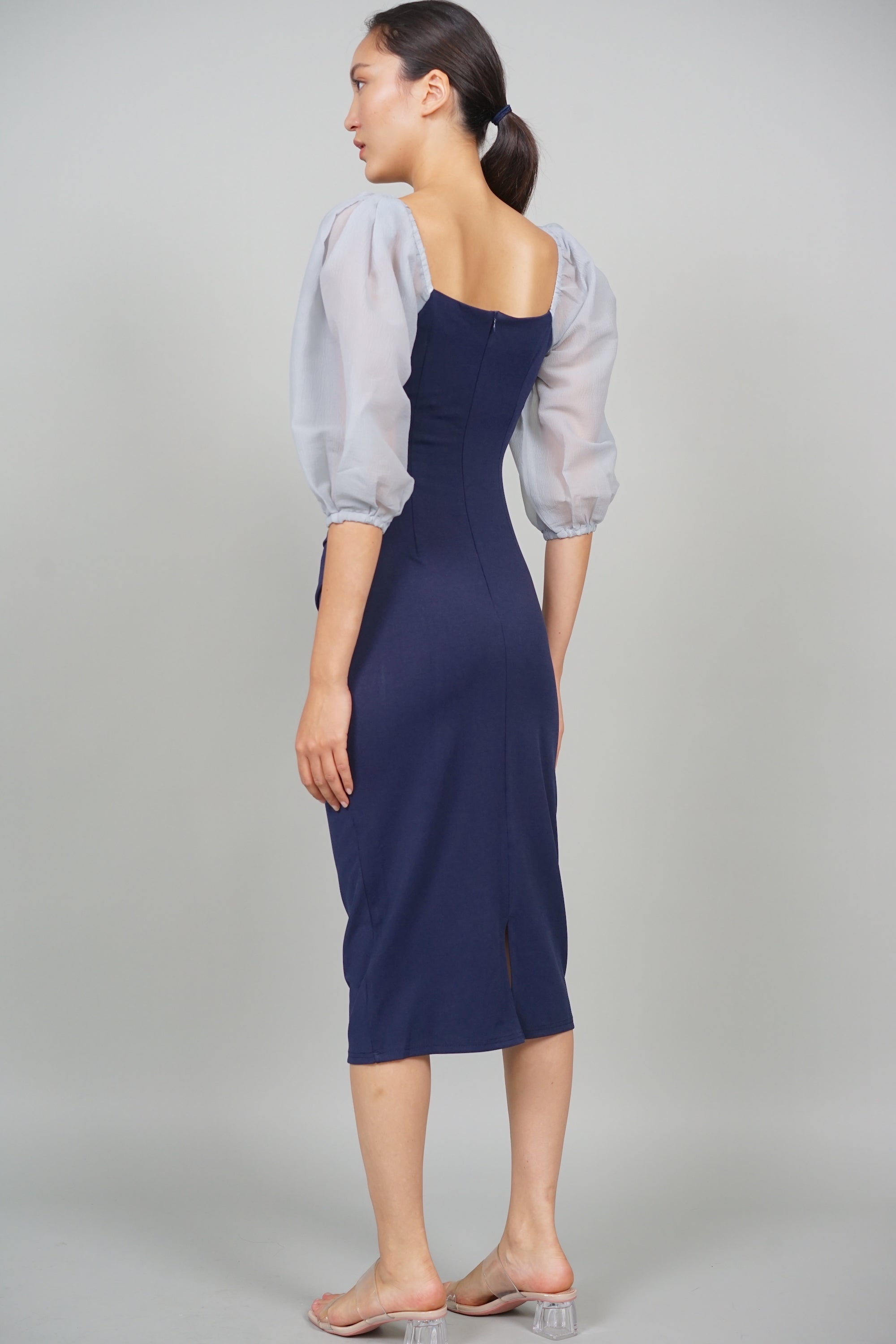 Trinity Contrast Midi Dress in Midnight