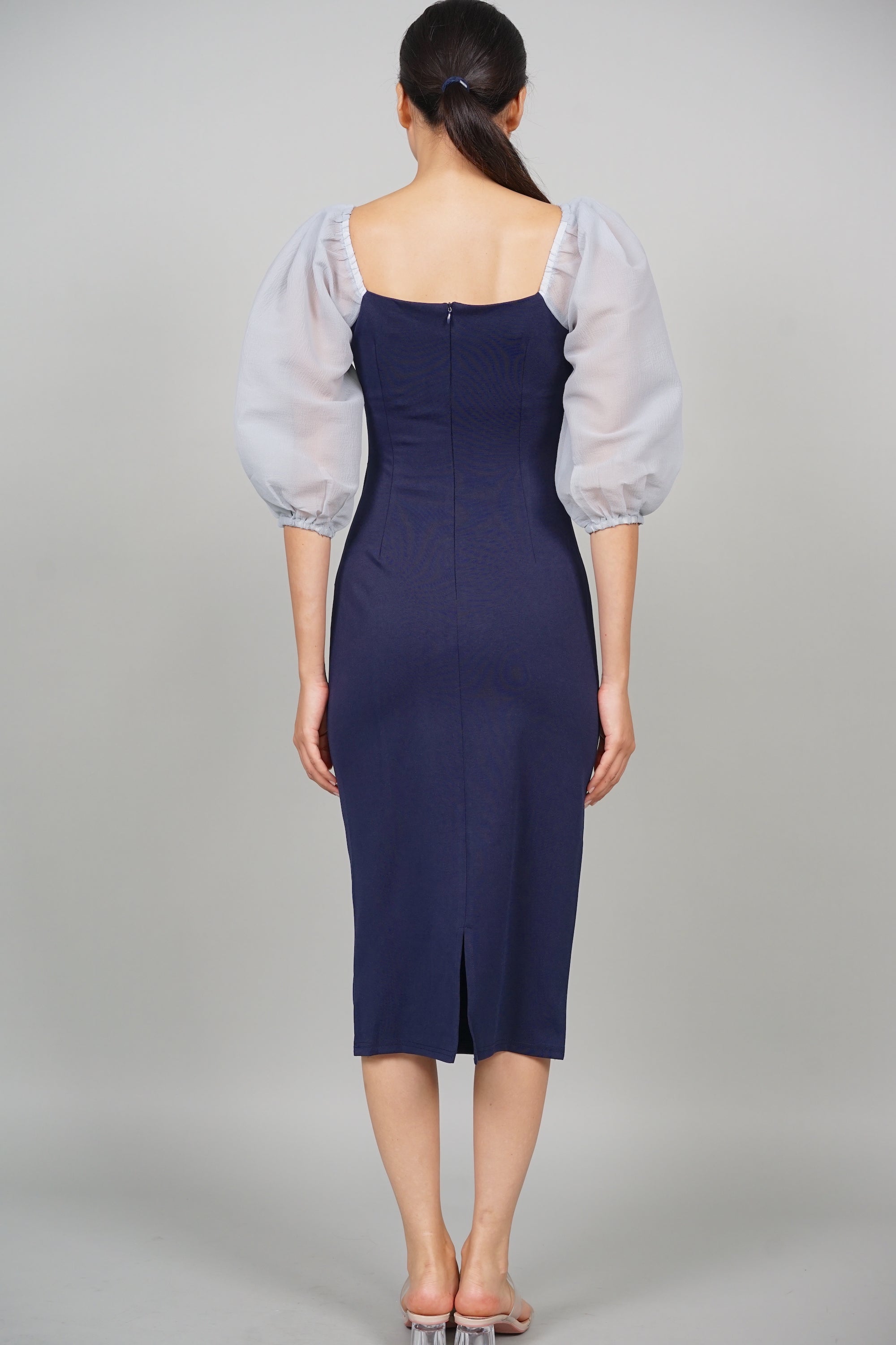 Trinity Contrast Midi Dress in Midnight