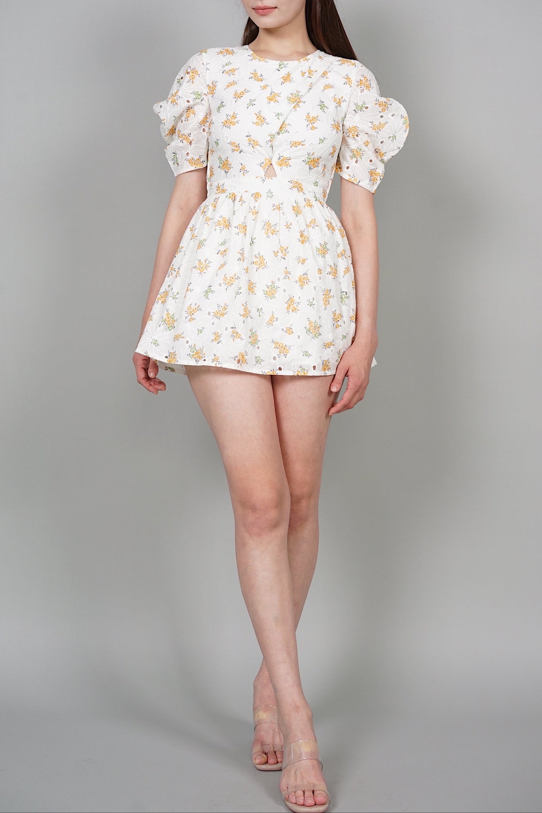 Araya Puffy Romper in White