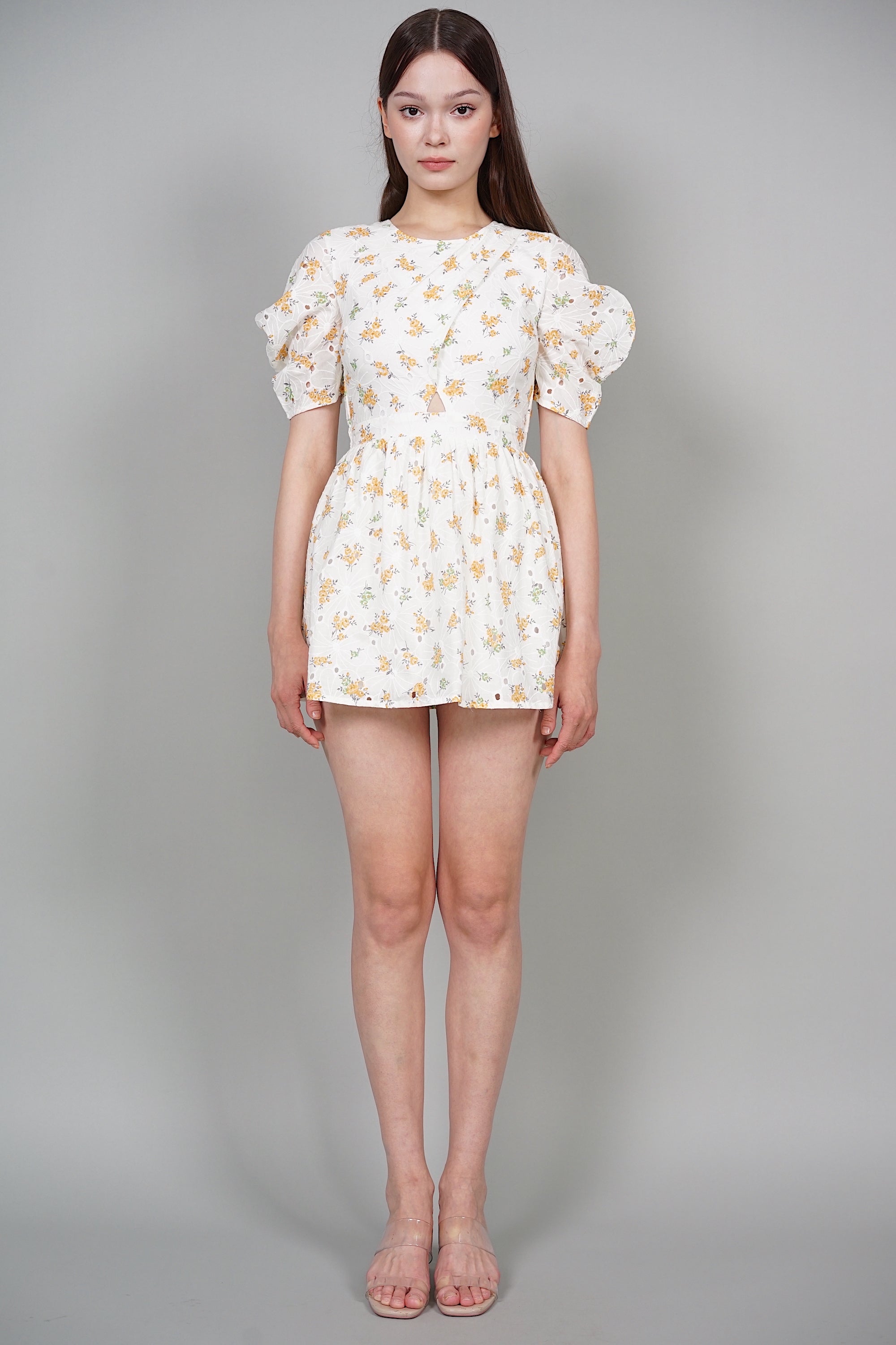 Araya Puffy Romper in White