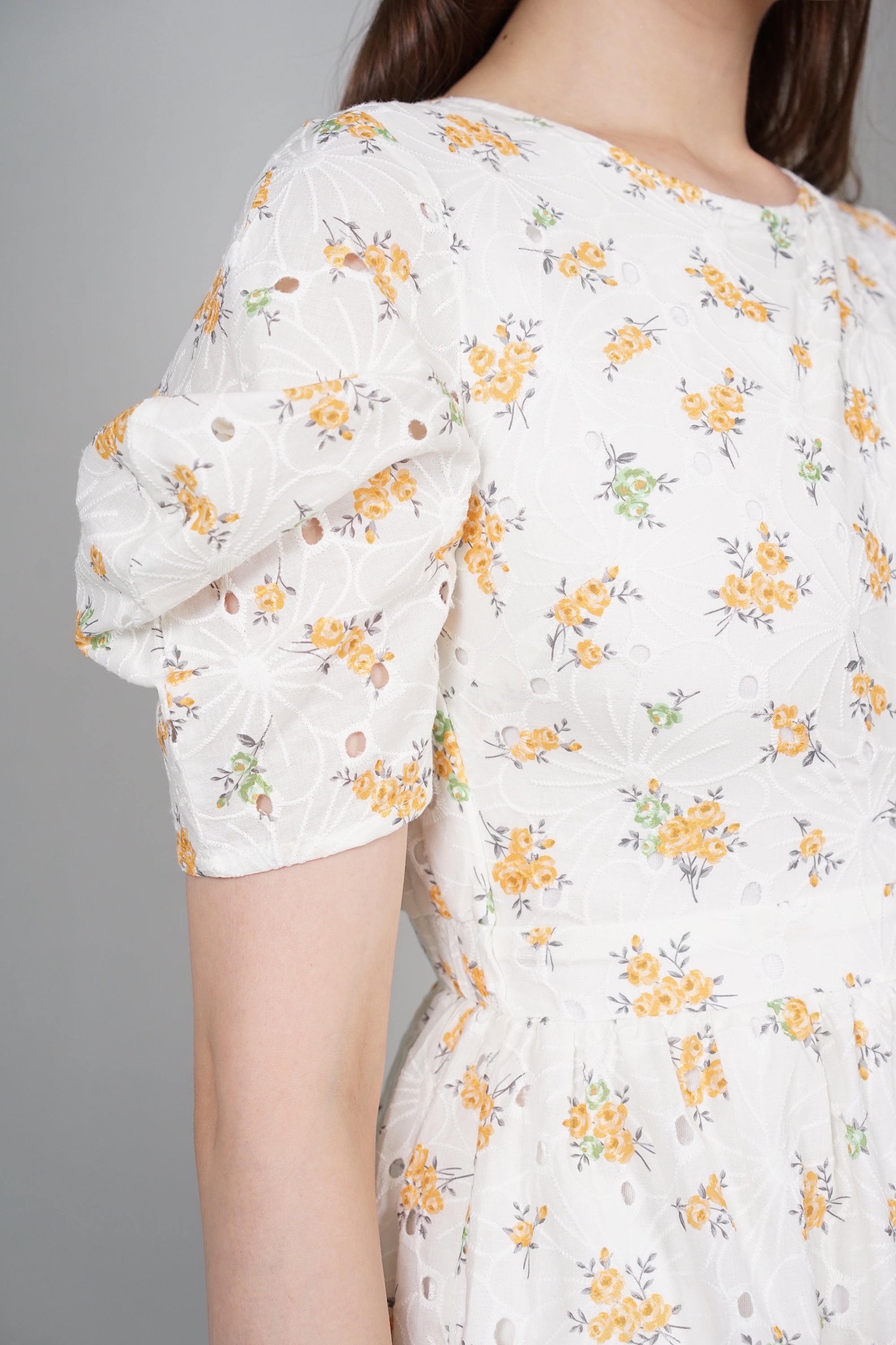 Araya Puffy Romper in White