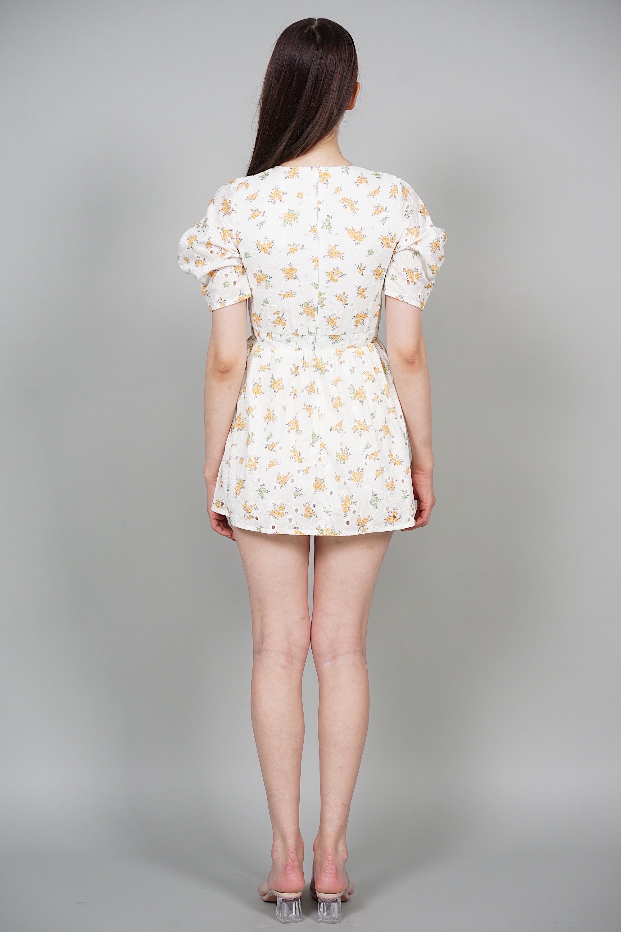 Araya Puffy Romper in White