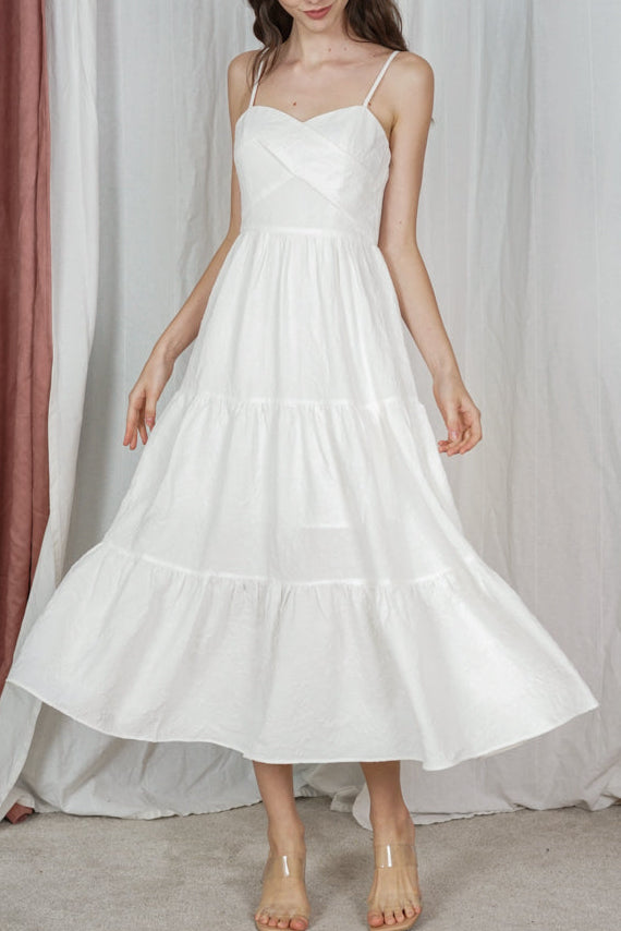 Melisea Gathered Dress in White