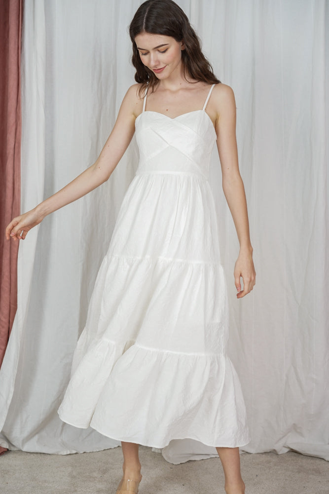 Melisea Gathered Dress in White