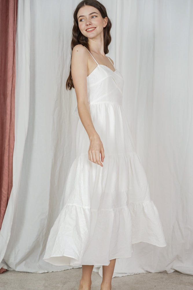 Melisea Gathered Dress in White