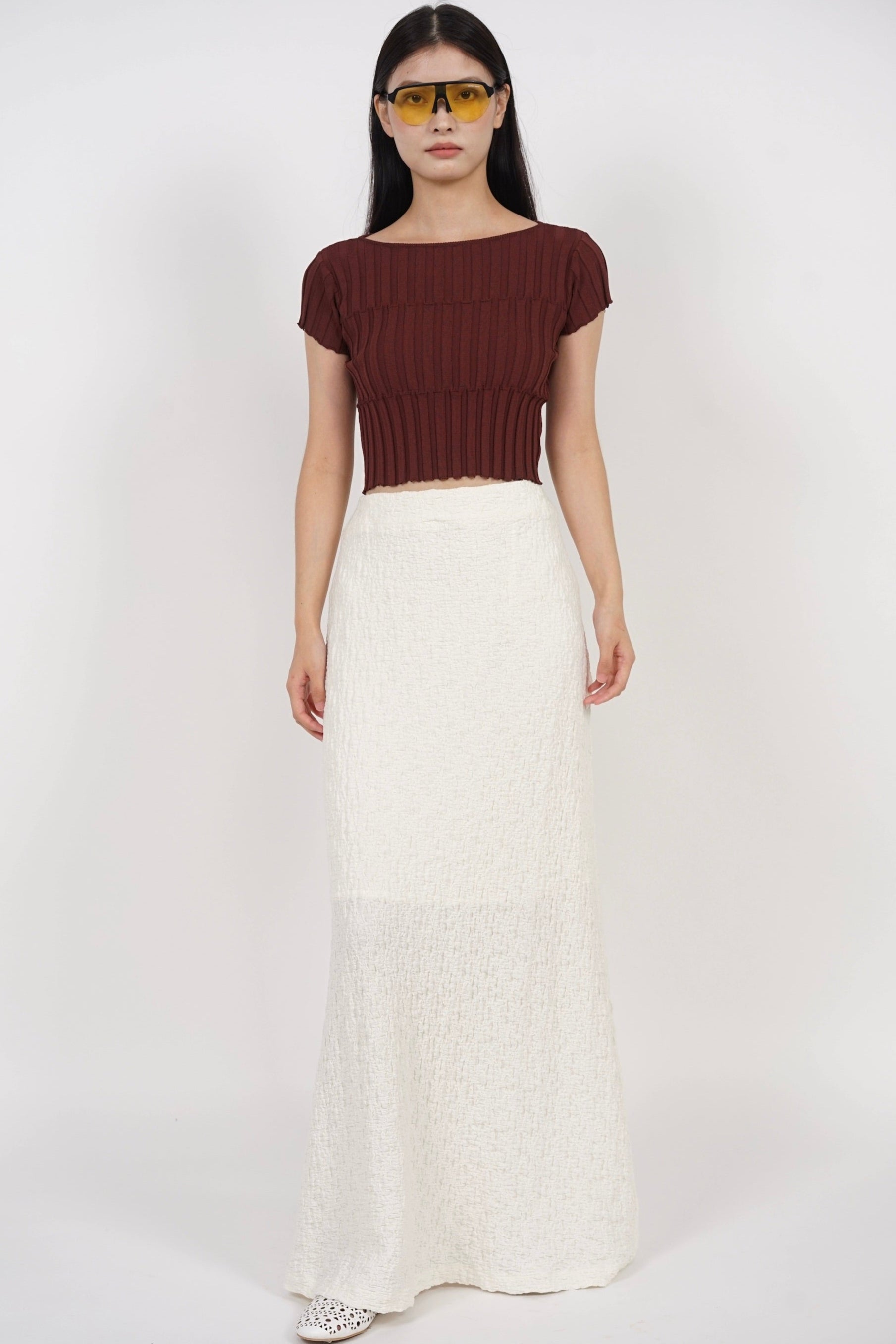 Textured Knitted Top in Brick