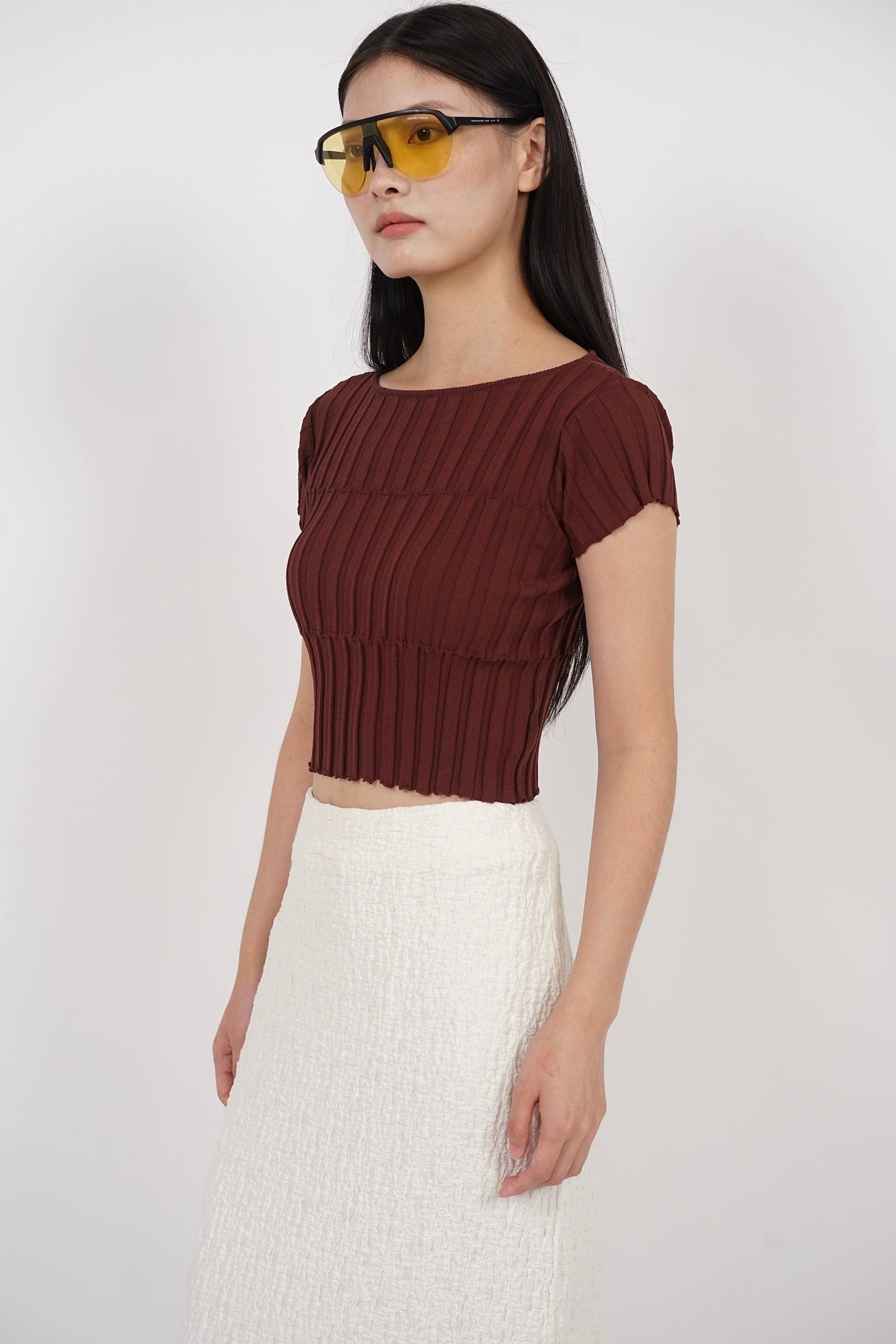 Textured Knitted Top in Brick