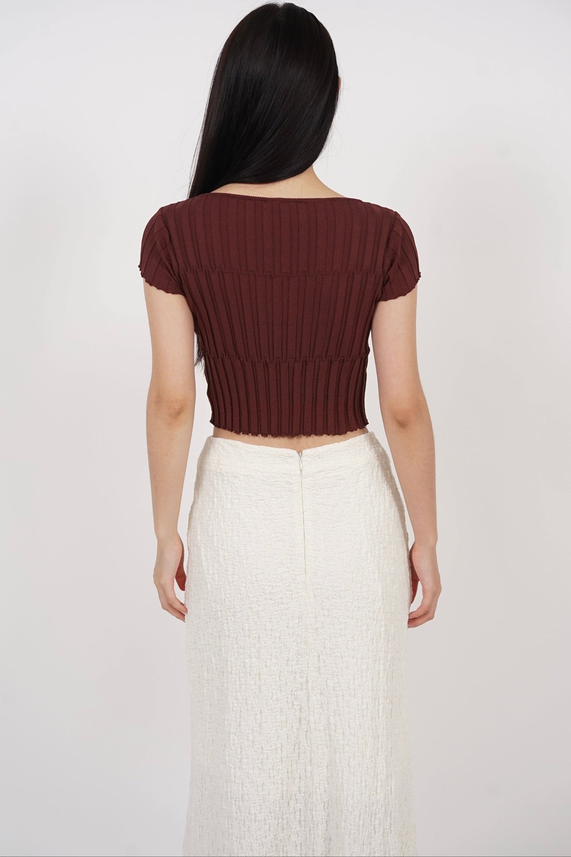 Textured Knitted Top in Brick