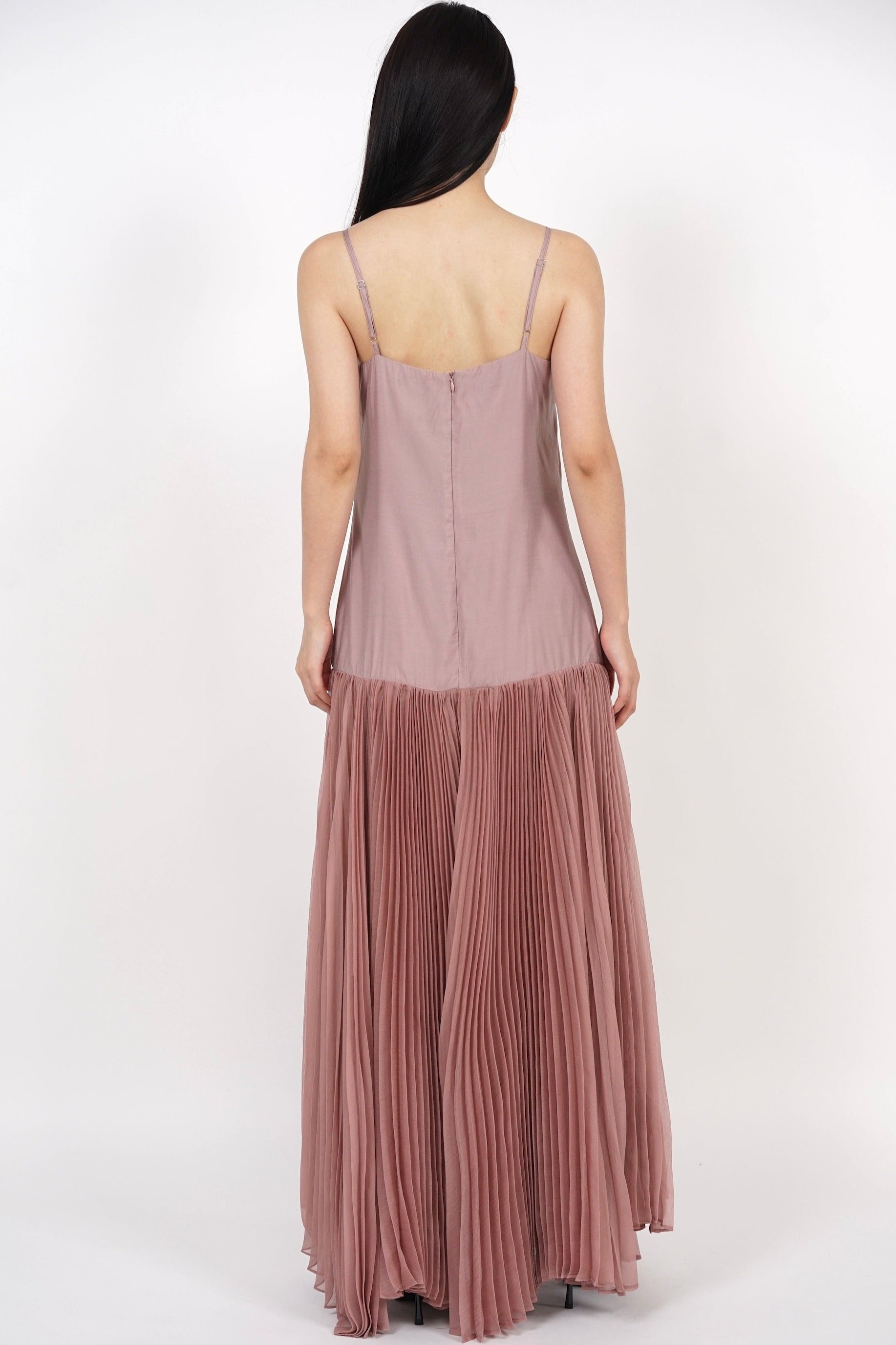 Pleated Flowy Dress in Nude Pink