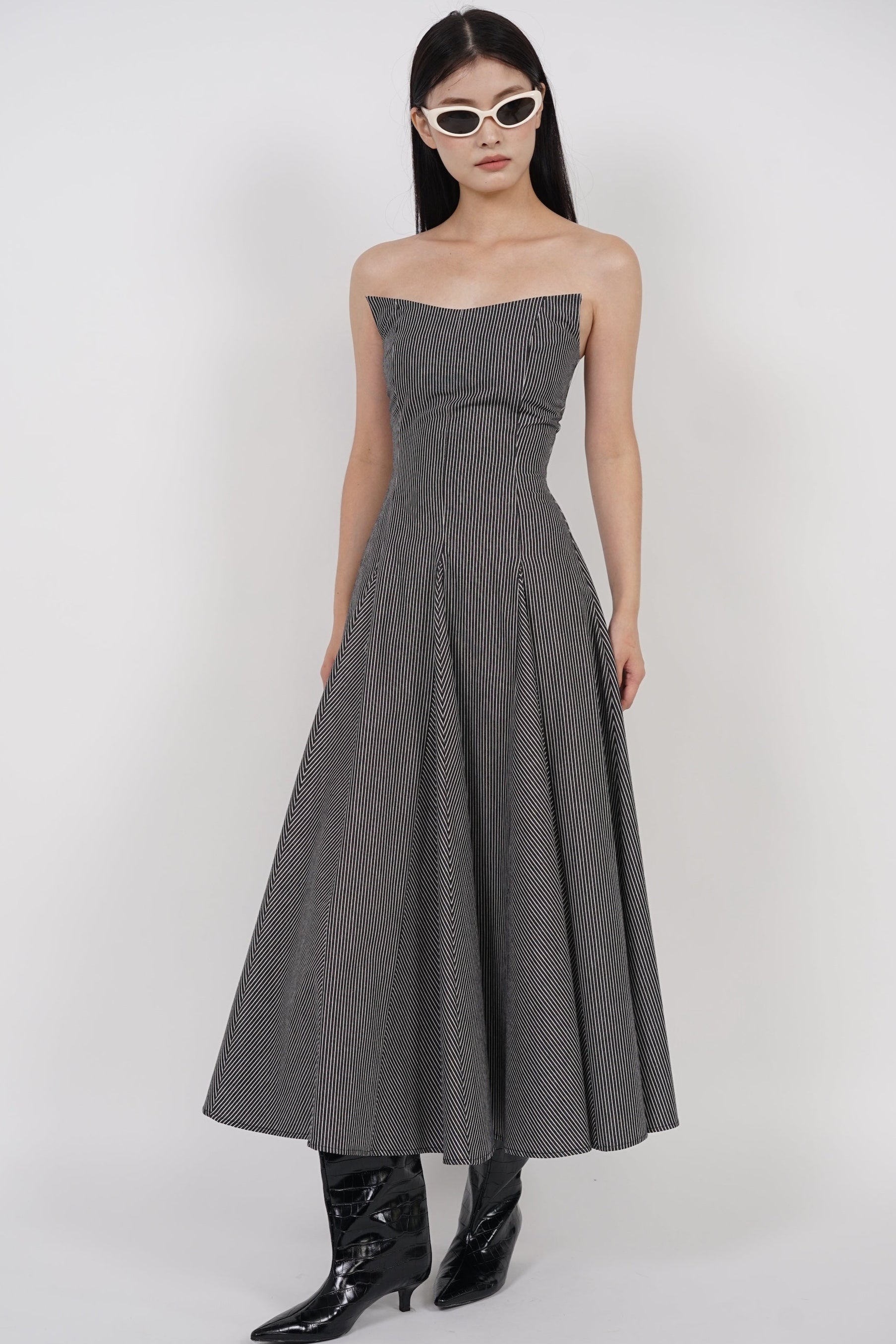 Giana Tube Dress in Black Stripes