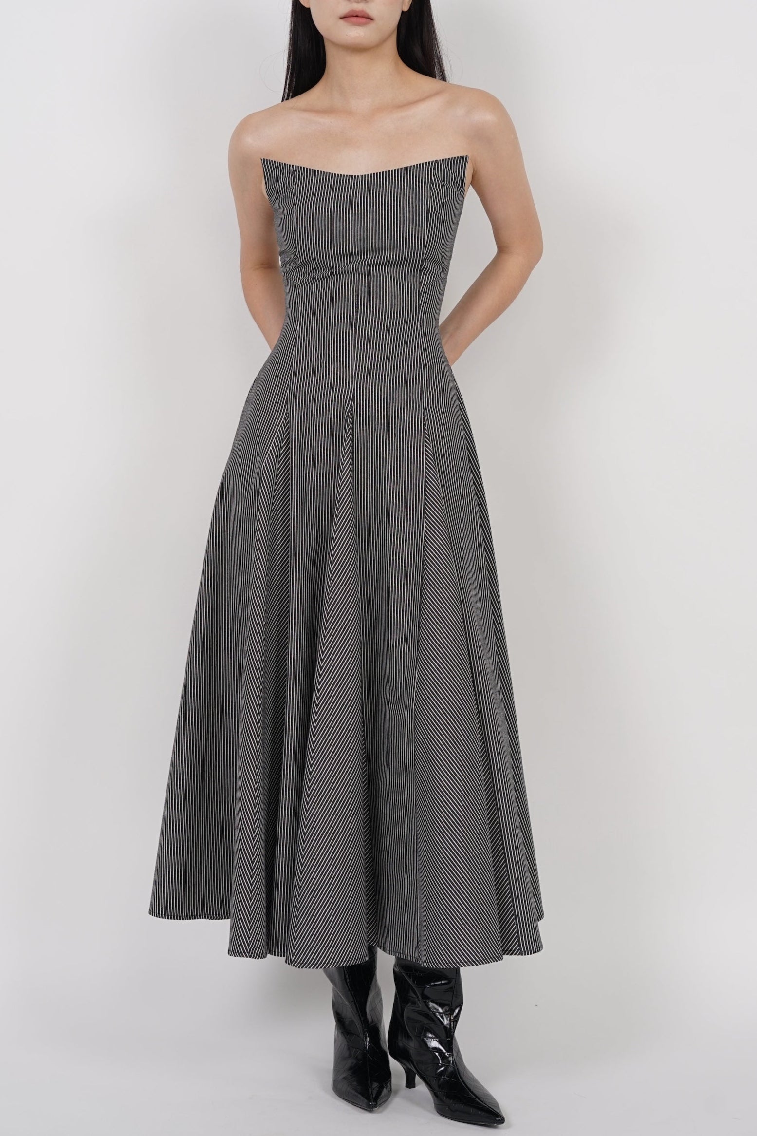 Giana Tube Dress in Black Stripes