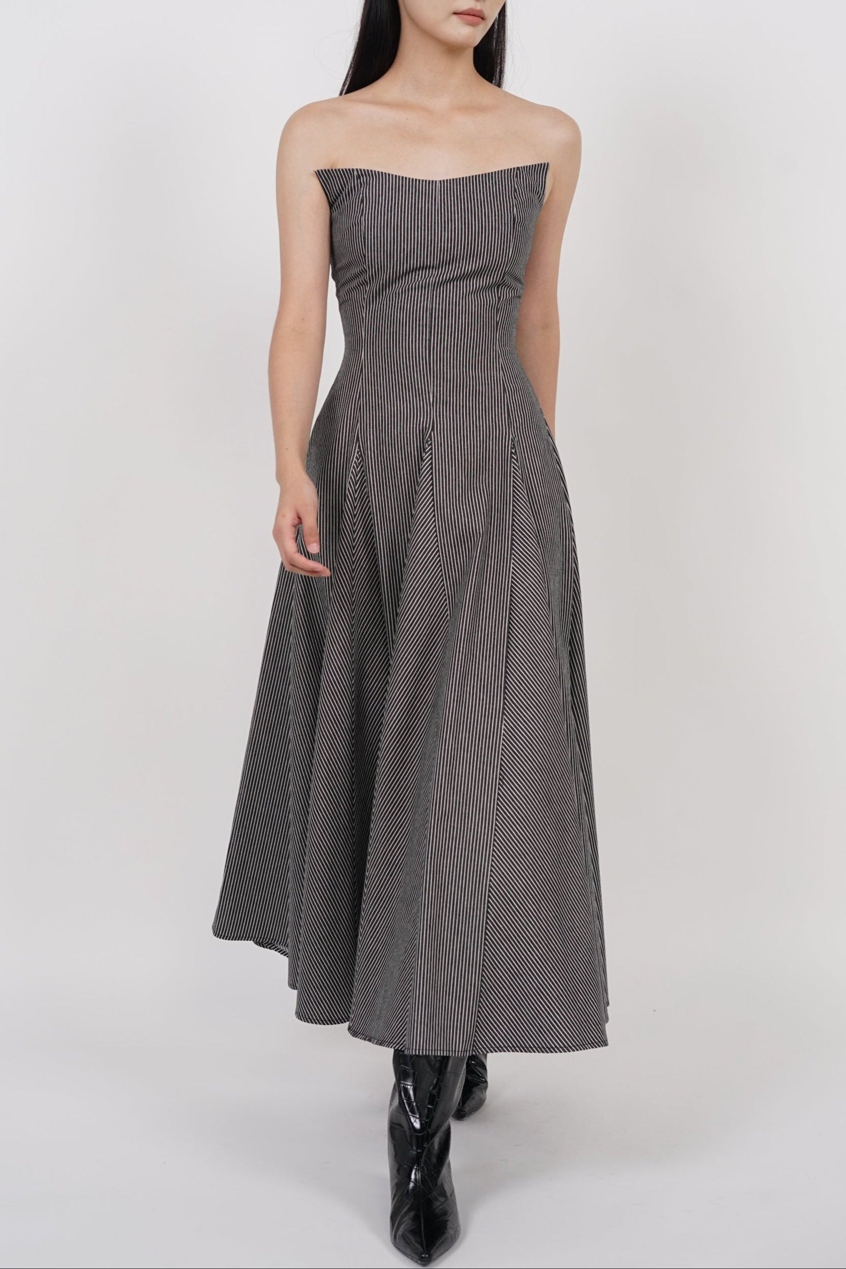 Giana Tube Dress in Black Stripes