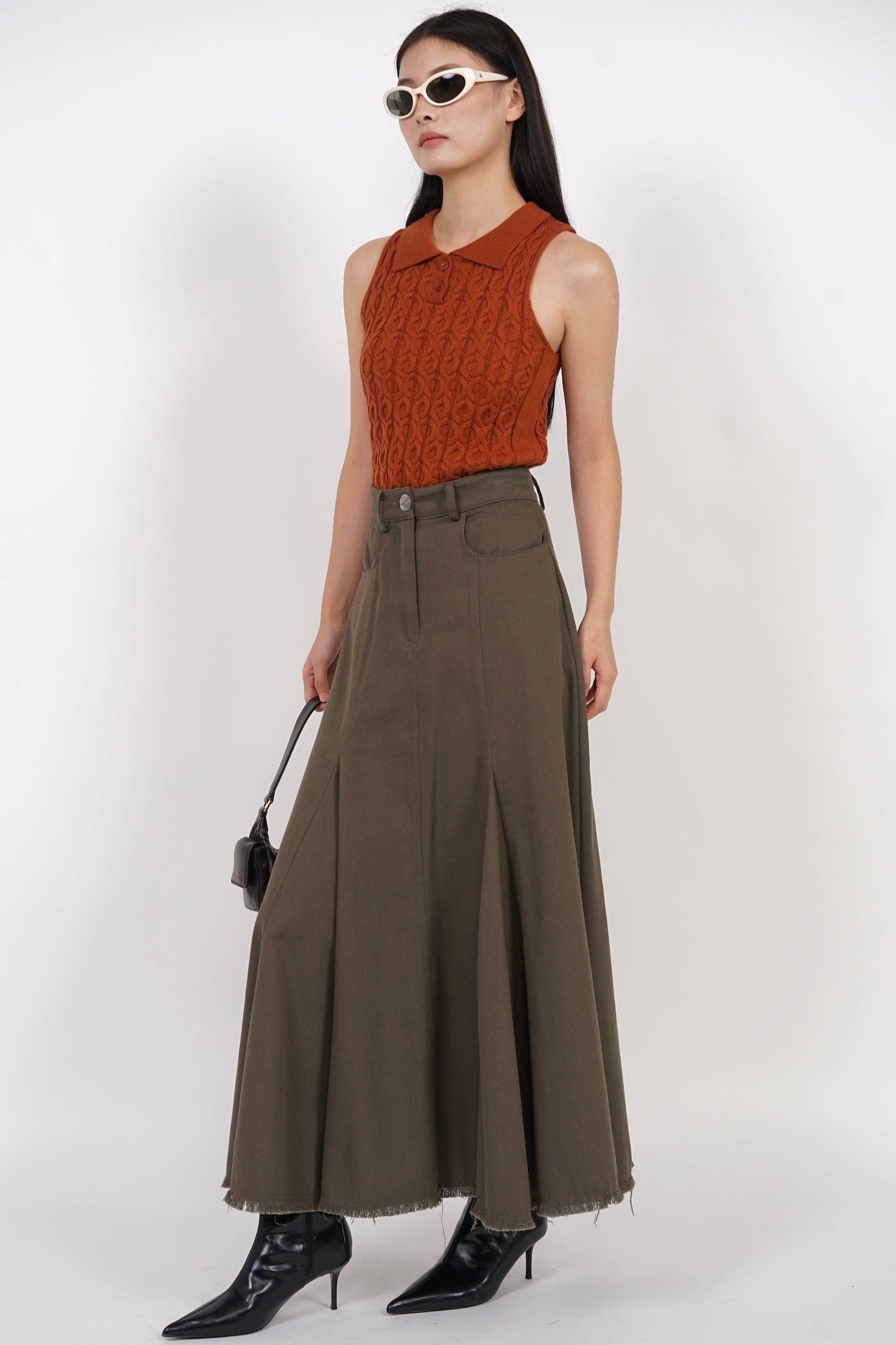 Halter Cable Knit Top in Camel