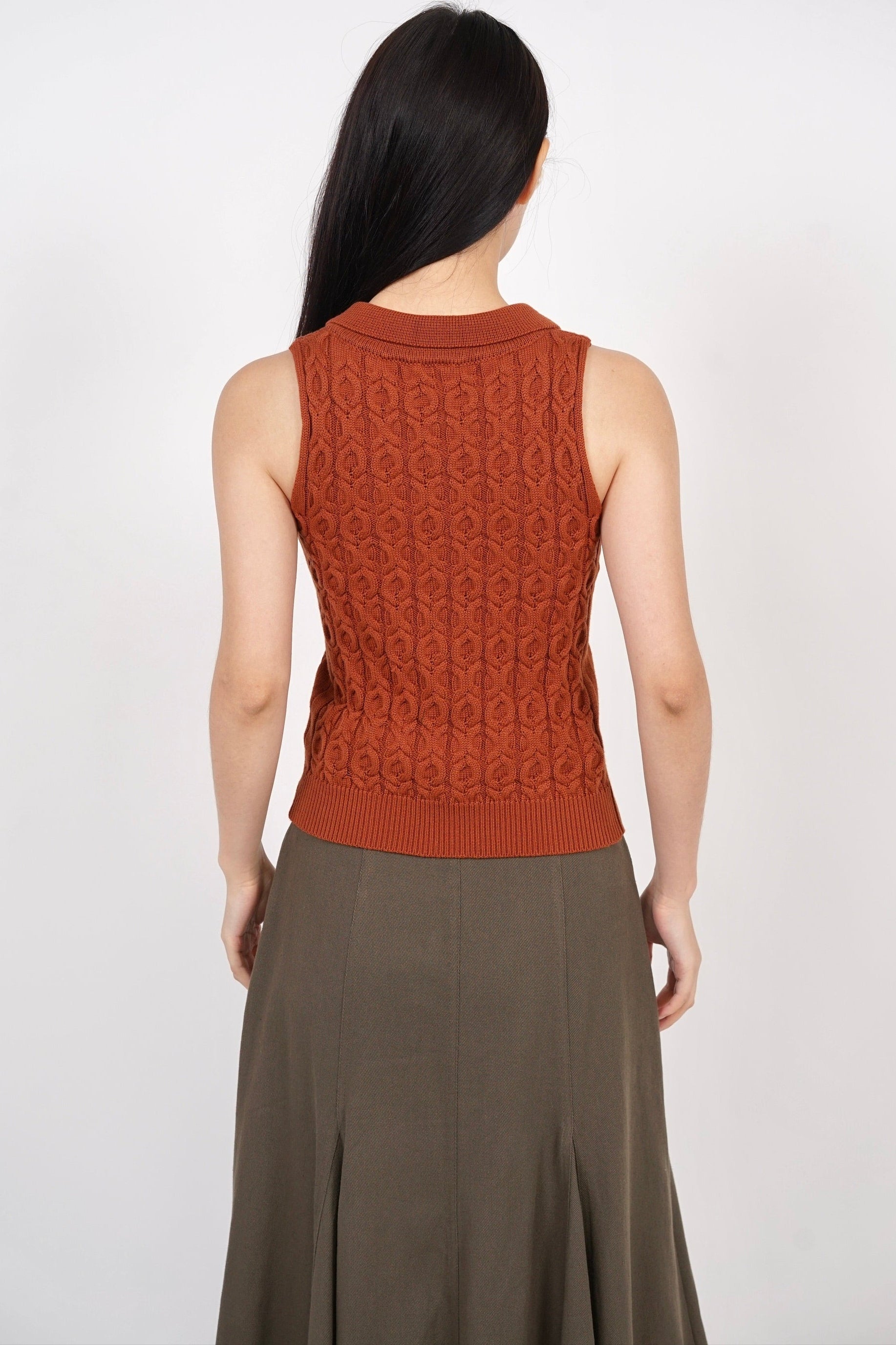 Halter Cable Knit Top in Camel