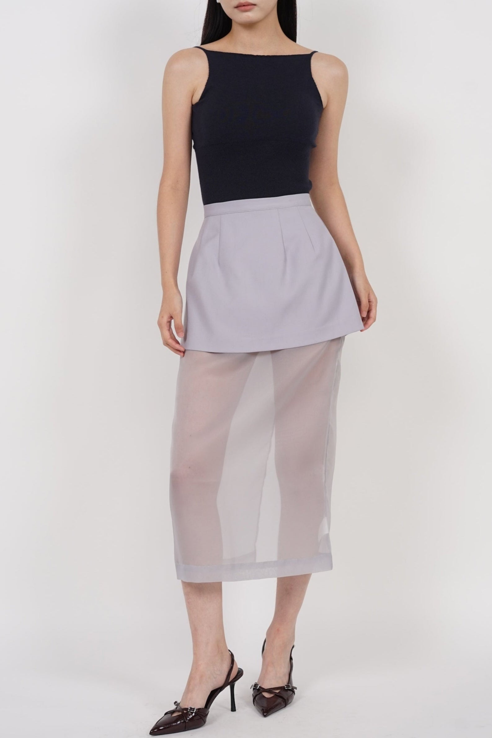 Padded Halter Neck Knit Top in Midnight