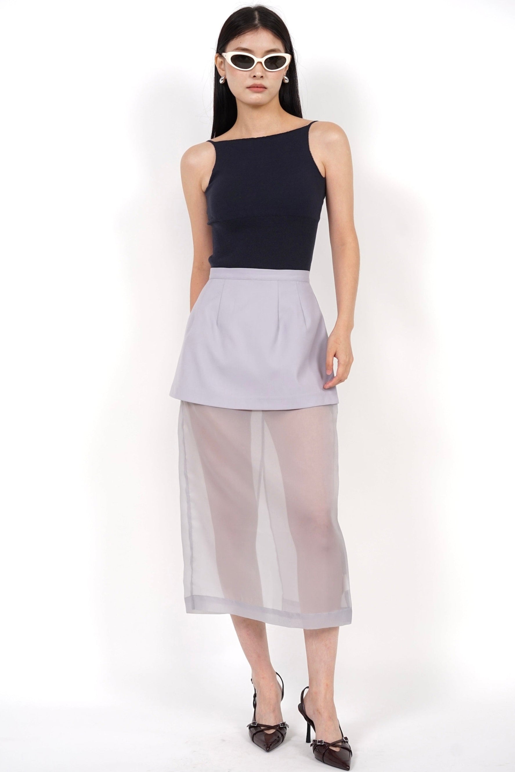 Padded Halter Neck Knit Top in Midnight
