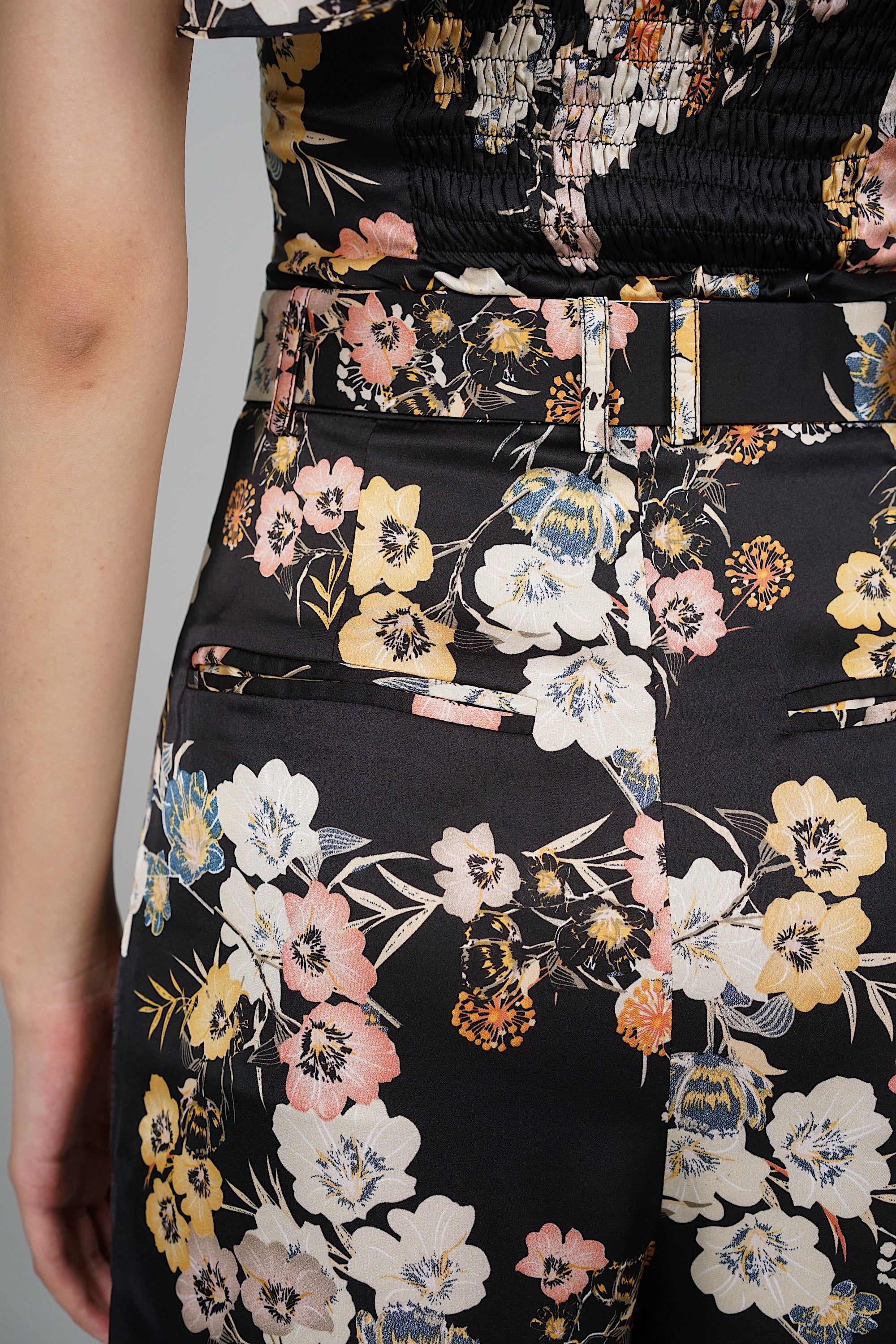 Huda Wide Leg Pants in Black Floral