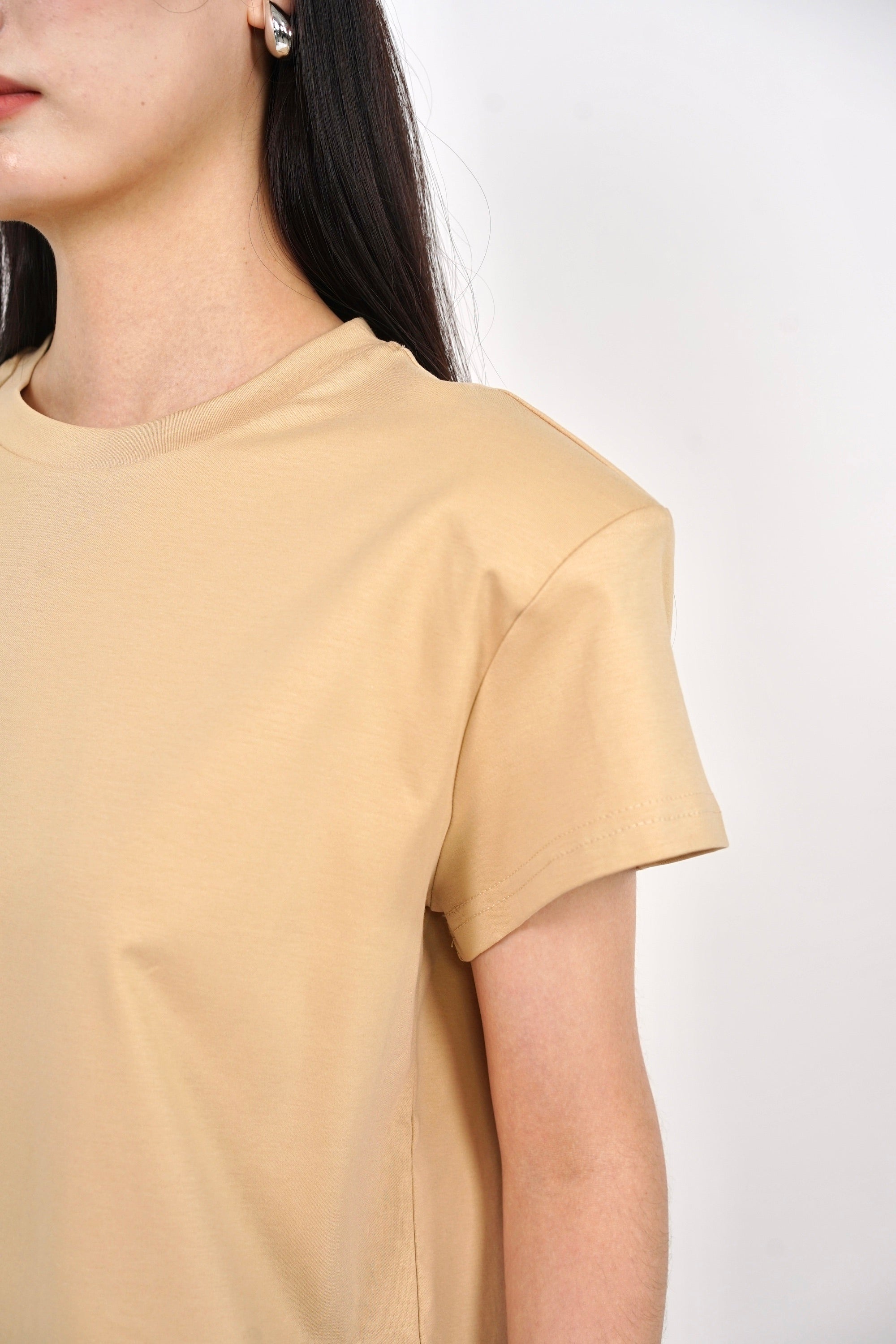 Padded Short Sleeve Shirt in Beige