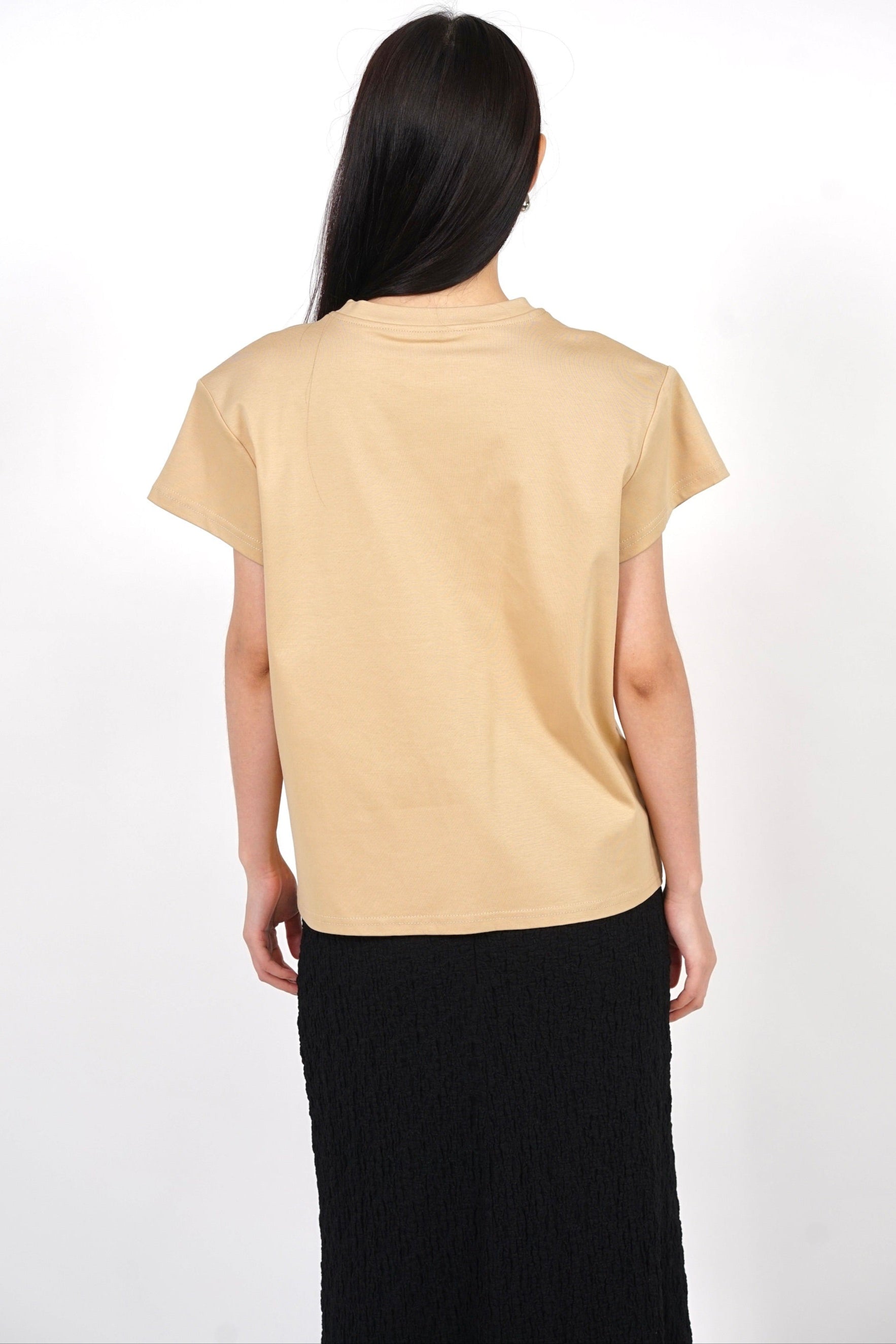 Padded Short Sleeve Shirt in Beige