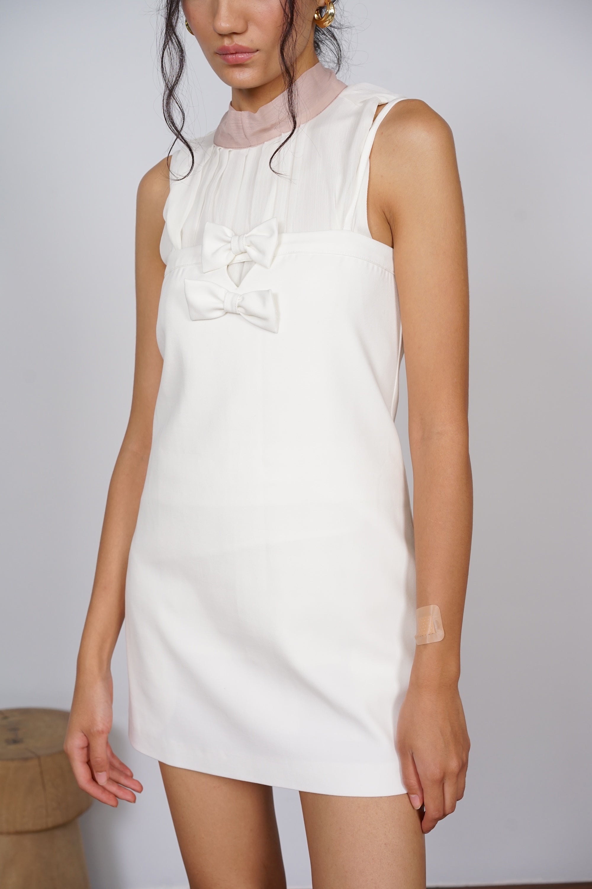 Bow Up Mini Dress in White