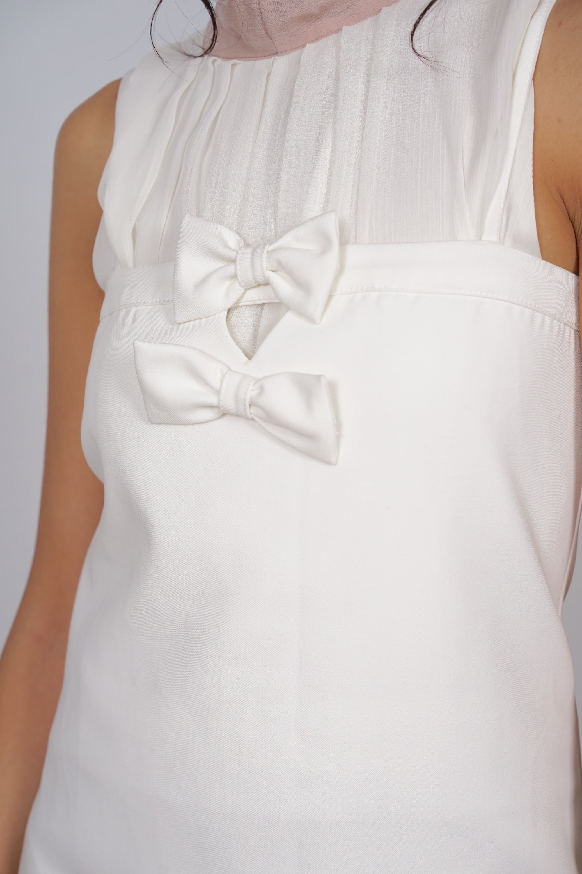 Bow Up Mini Dress in White