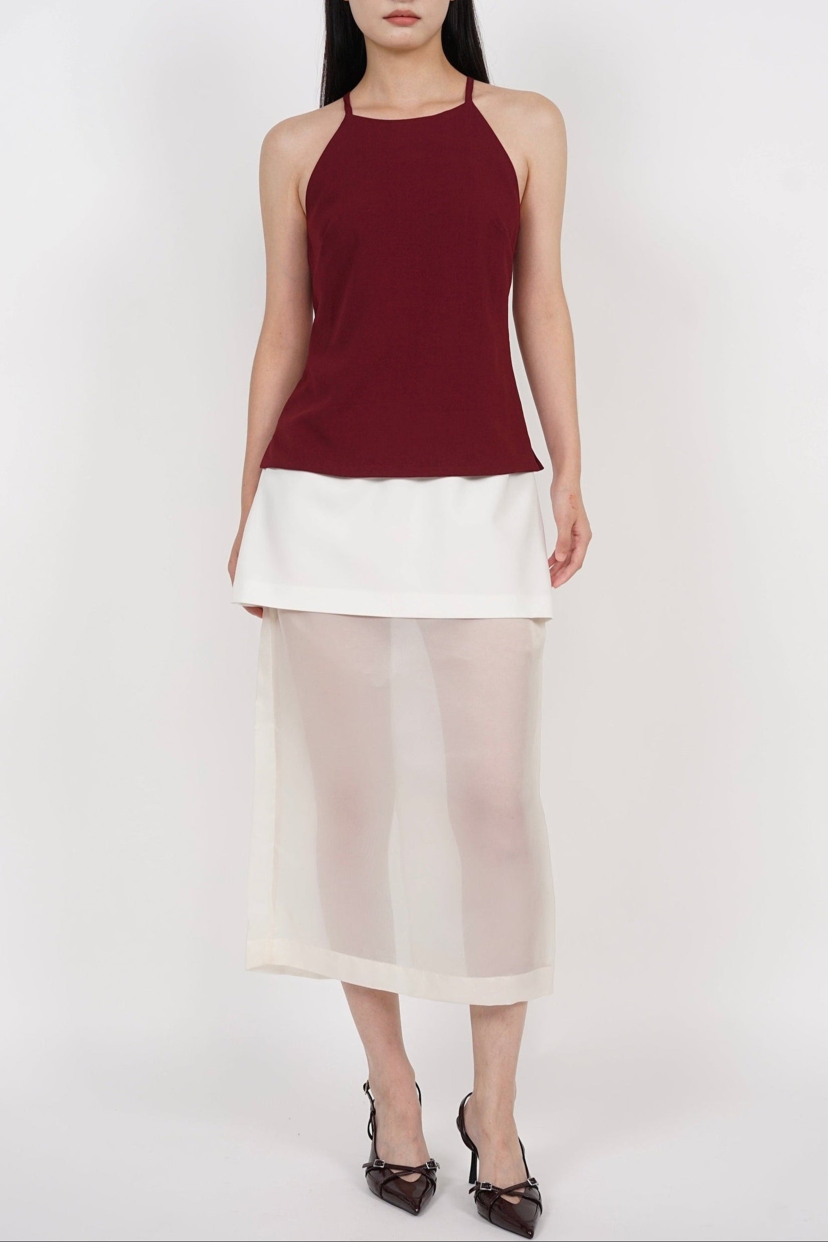 Halter neck top in Burgundy