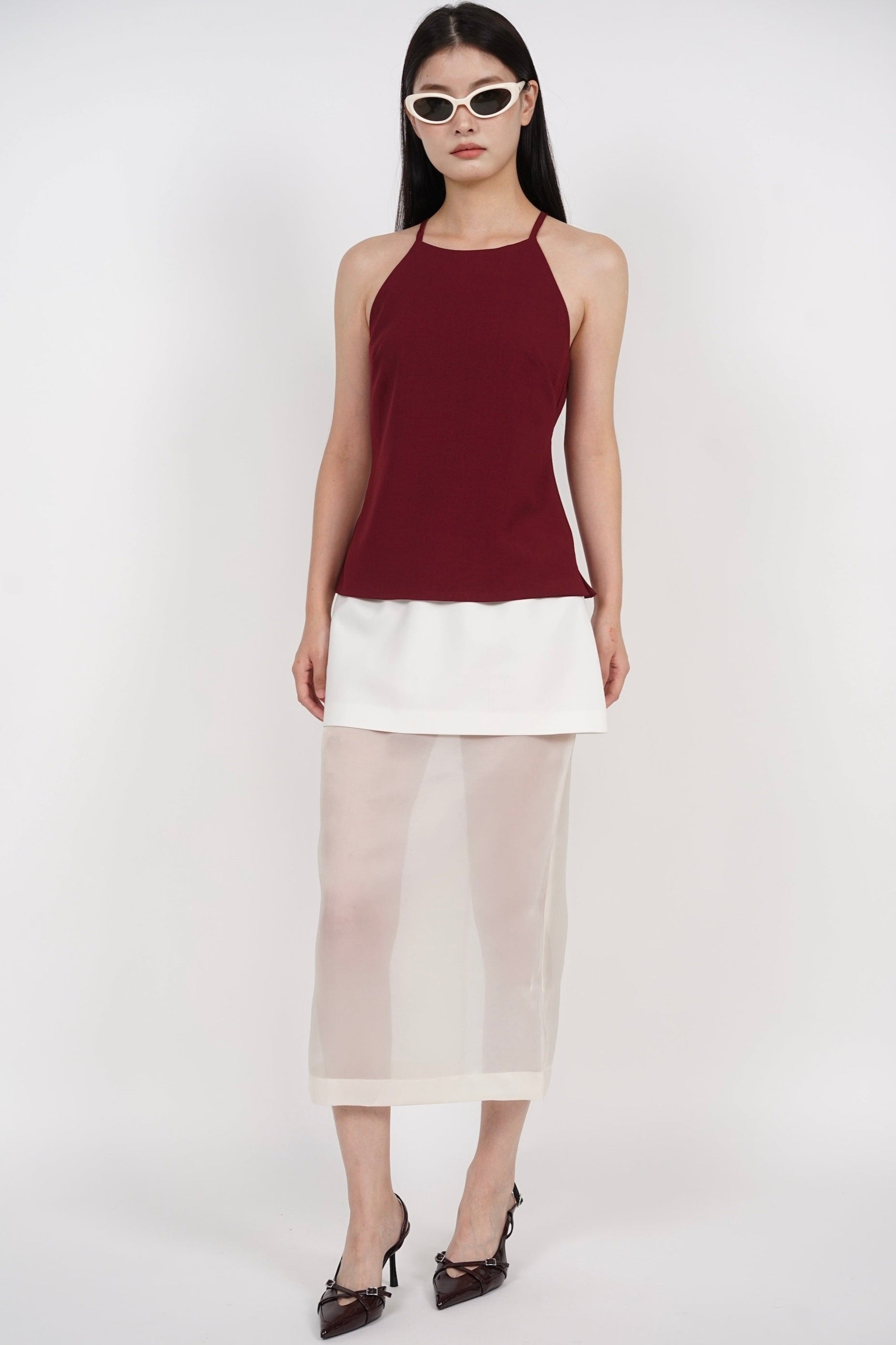Halter neck top in Burgundy