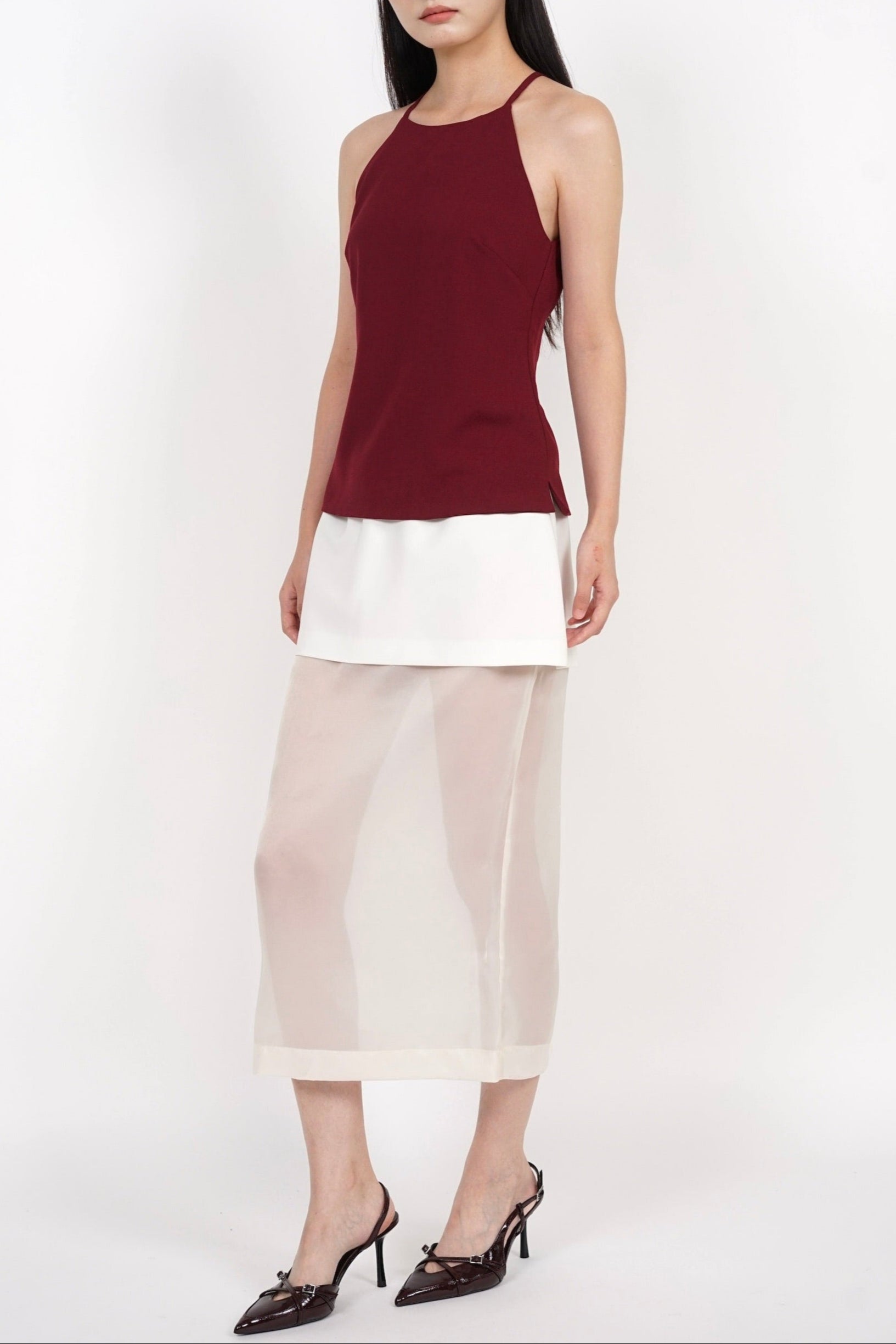 Halter neck top in Burgundy