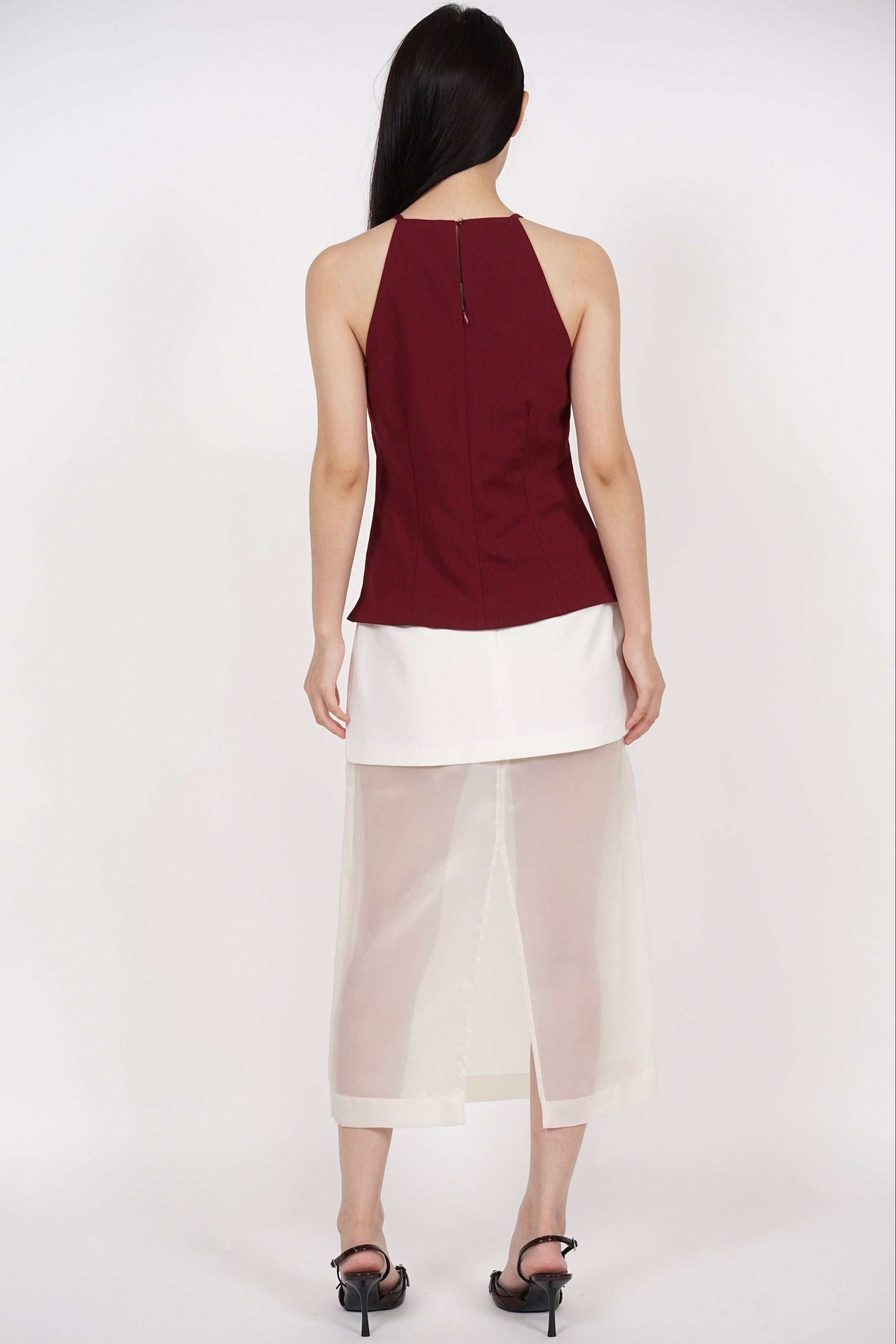 Halter neck top in Burgundy