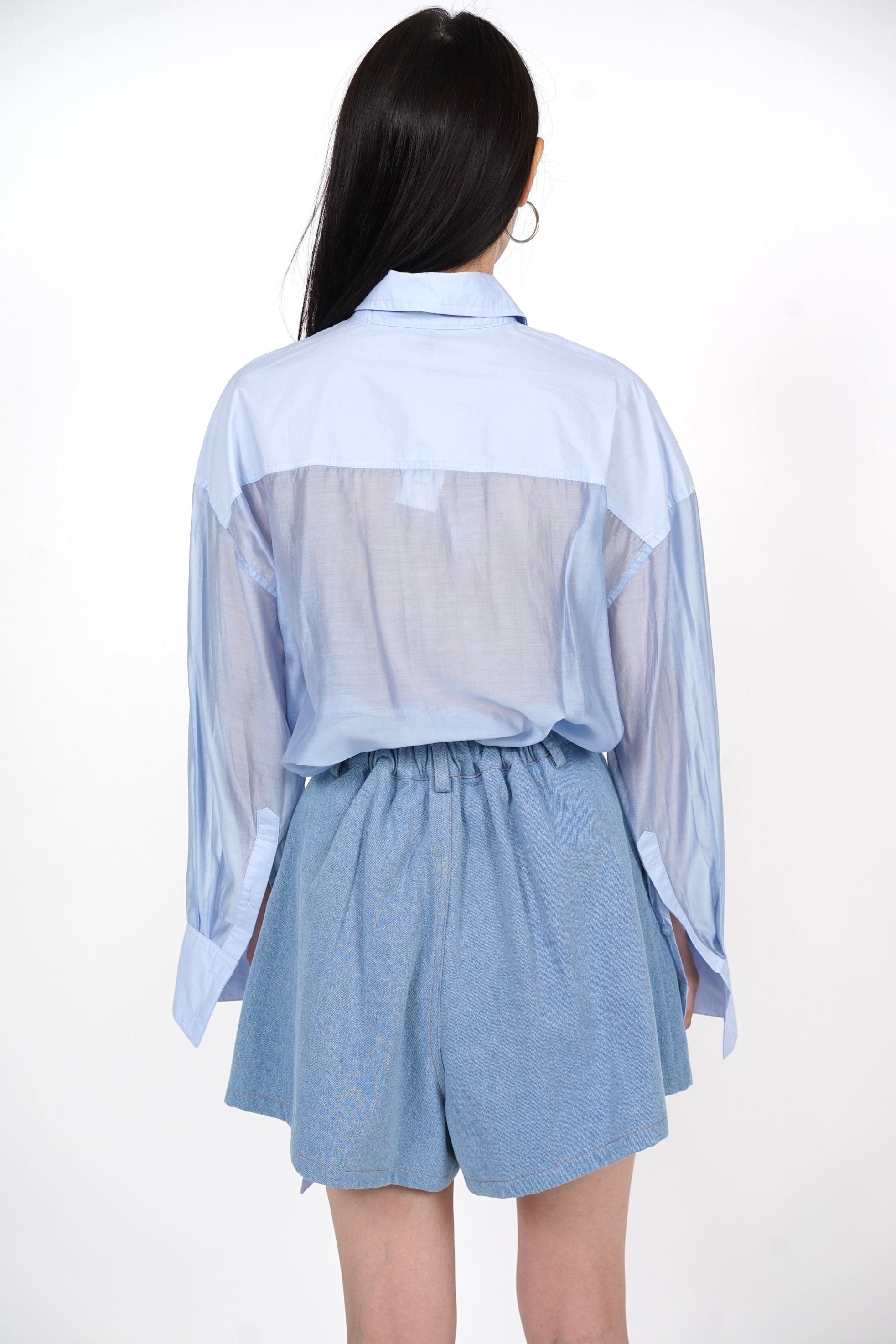 Flare Shorts in Denim Blue