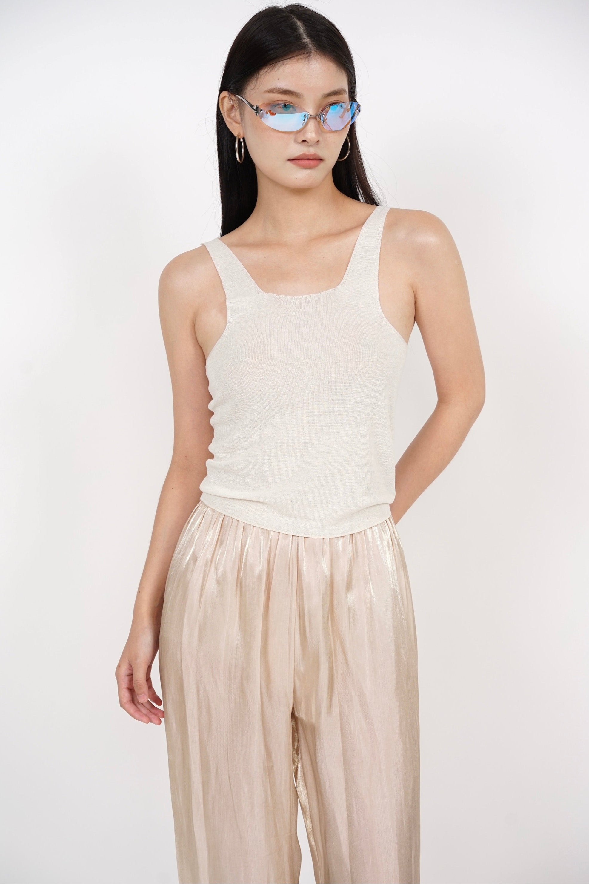 Singlet Knit Top in White
